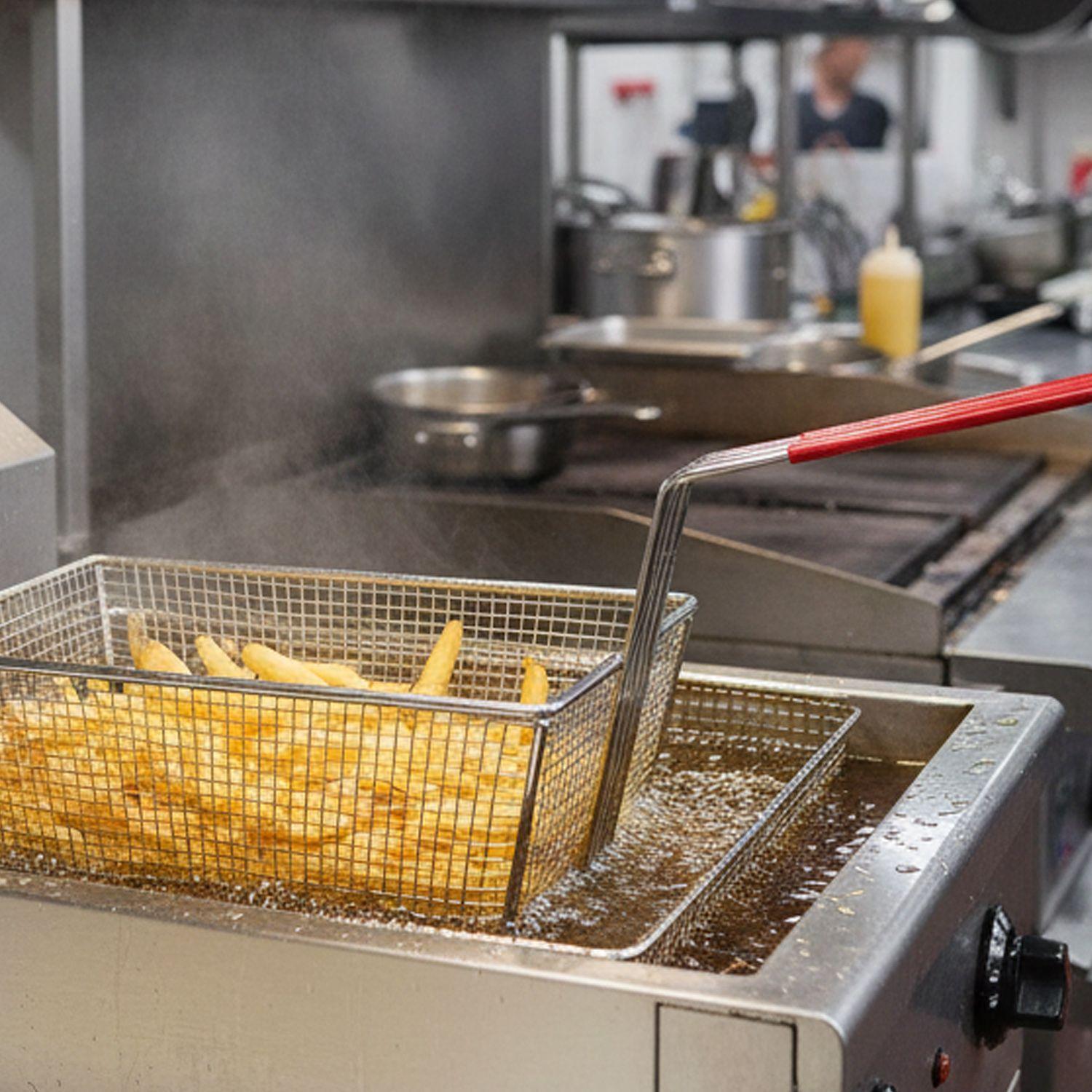 Canasto Freidor Mango Plast Rojo          -1