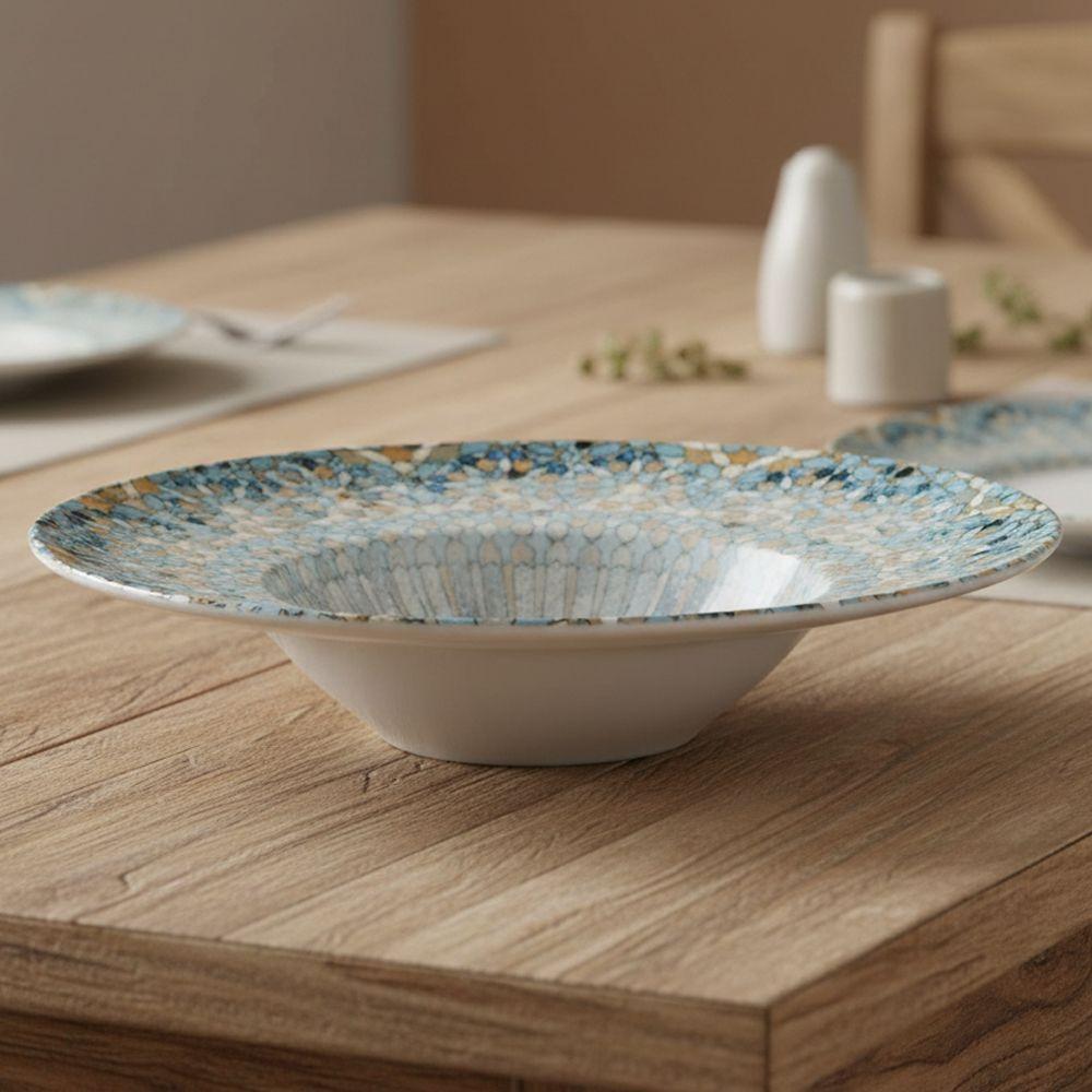 Plato porcelana Luca Mosaic Pasta 28cm Set 6 unidades-2