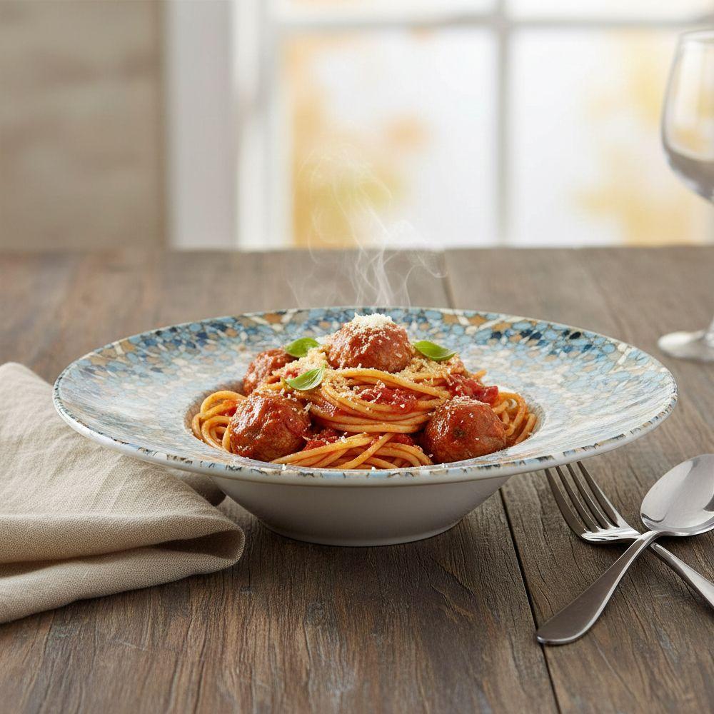 Plato porcelana Luca Mosaic Pasta 28cm Set 6 unidades-3