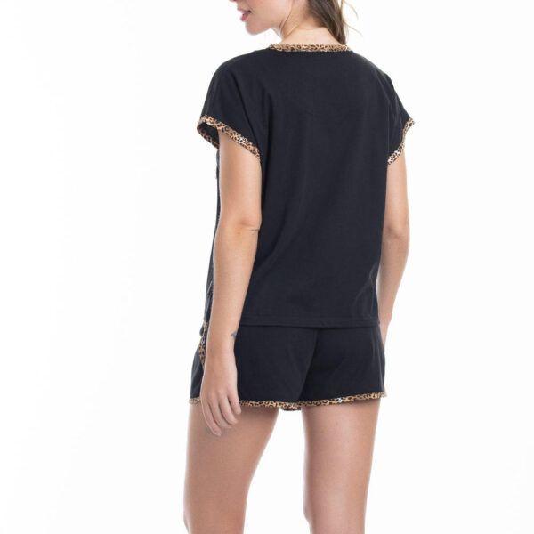 Pijama Corto Animal Print Negro-1