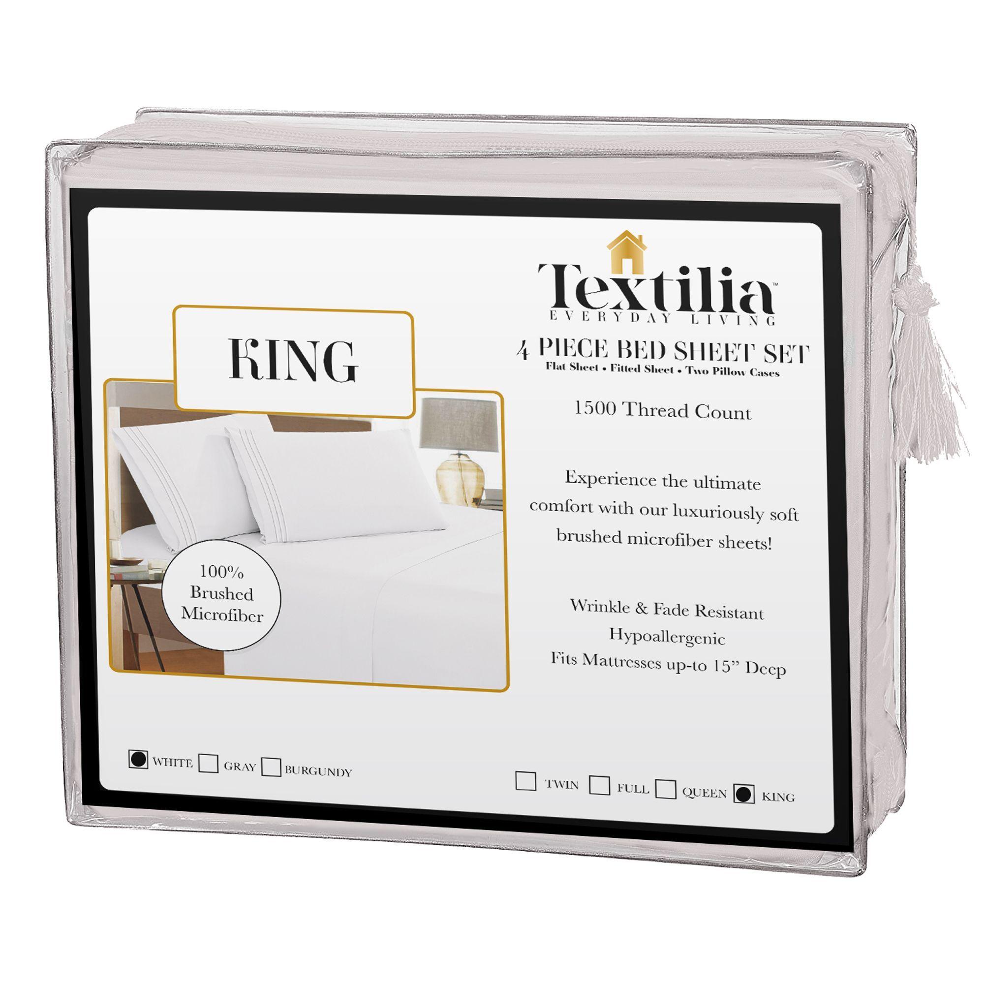 Juego de Sabanas King 4 Piezas Blanco Textilia-4