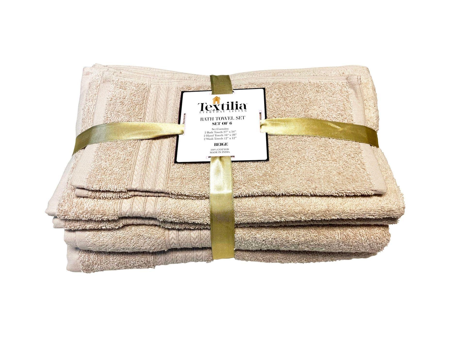 Juego 6 Toallas de Baño Beige Textilia-1