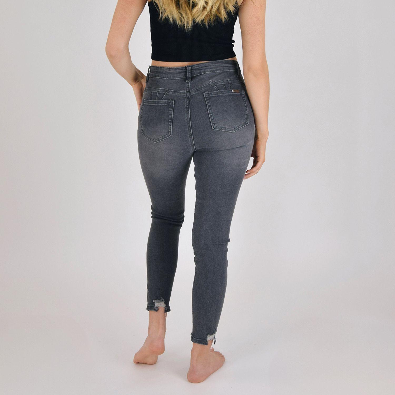 Jeans de Mujer Skinny Destroyed Gris-1