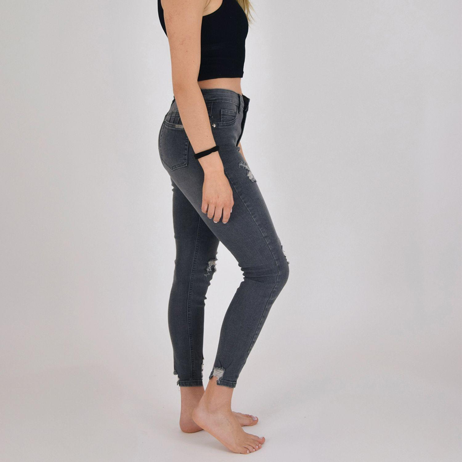 Jeans de Mujer Skinny Destroyed Gris-2