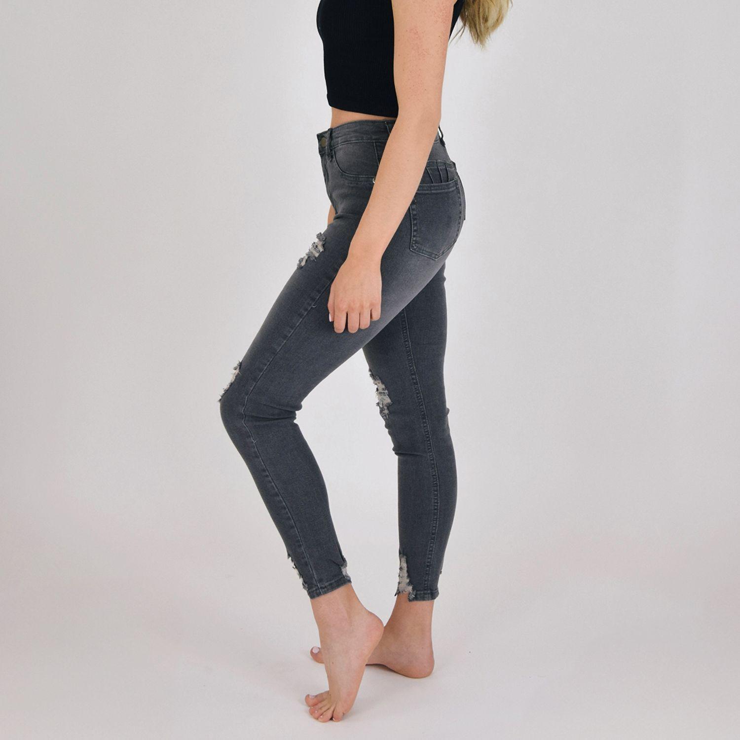 Jeans de Mujer Skinny Destroyed Gris-3