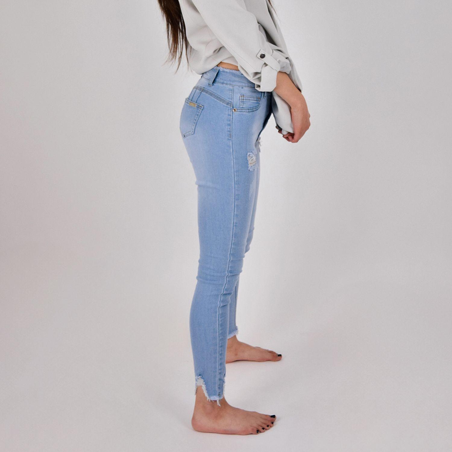 Jeans De Mujer Skinny Elasticado Destroyed -1