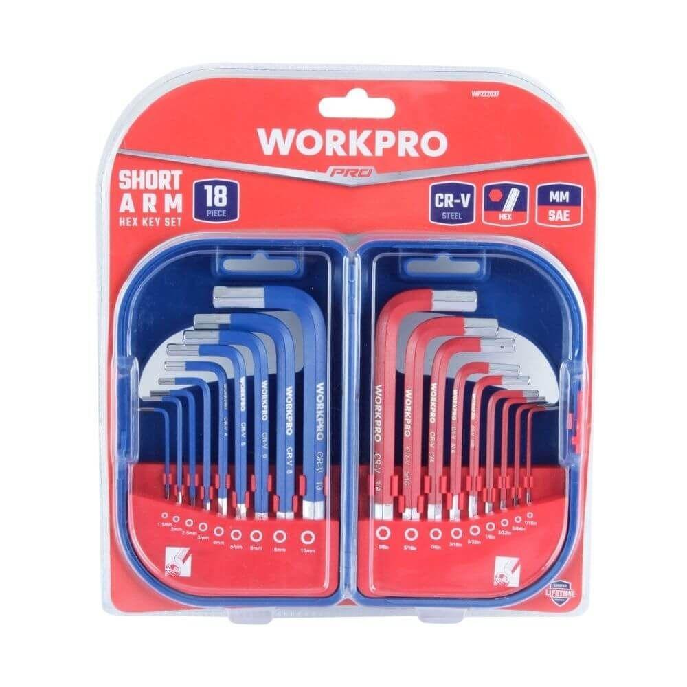 Juego de llaves Hexagonales Workpro 18 piezas mm pulg-4