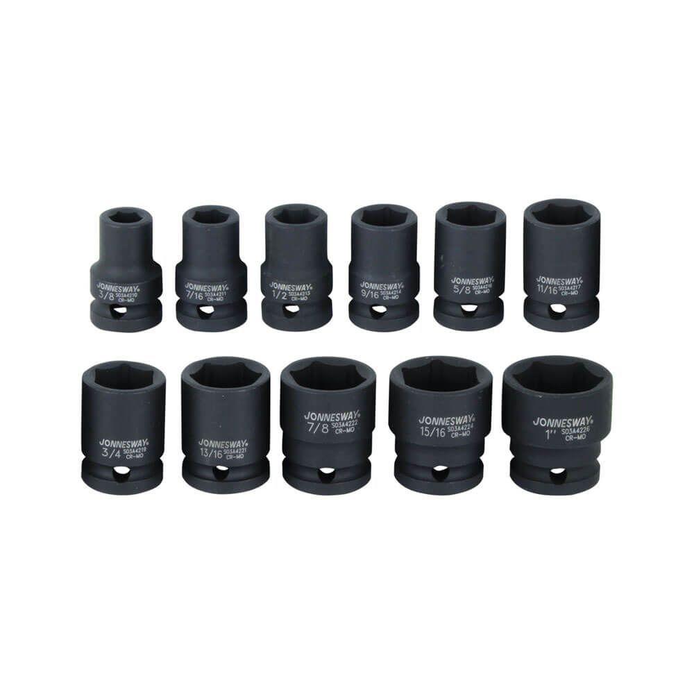 Juego de Dados de Impacto Jonnesway de 1/2 - 11 piezas (pulg.)-2
