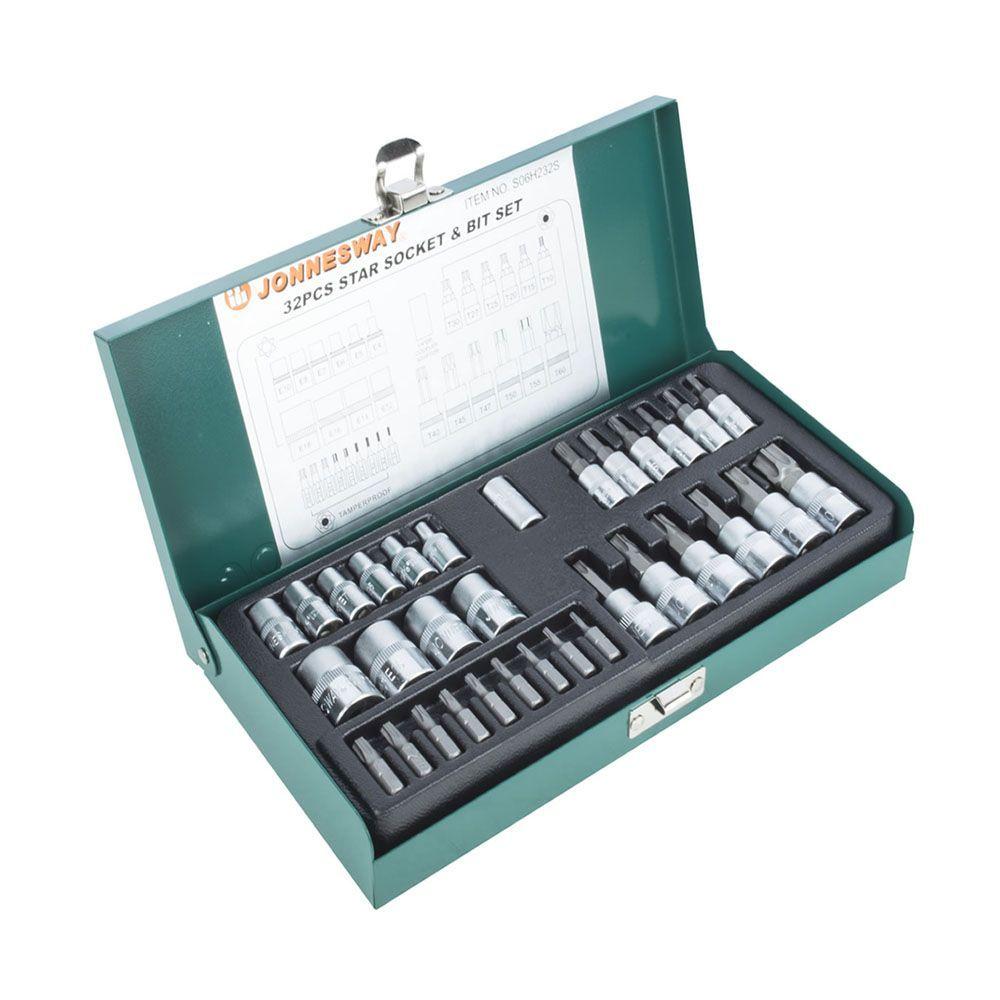 Juego de Dados y Puntas Torx Jonnesway 1/4 y 3/8 - 32 Piezas-3