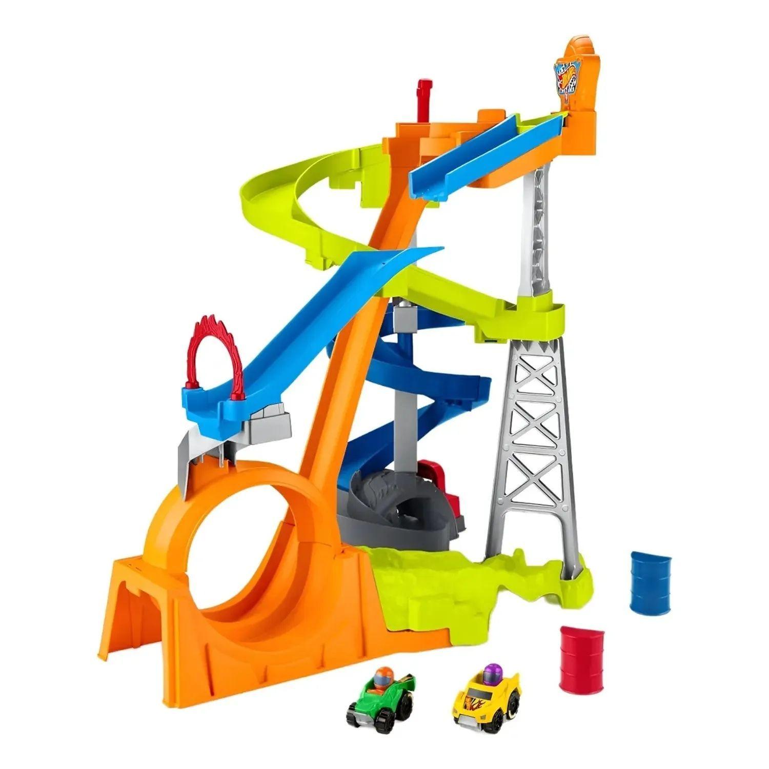 Autopista Hot Wheels Fisher Price Pista de Carreras y Choques-2