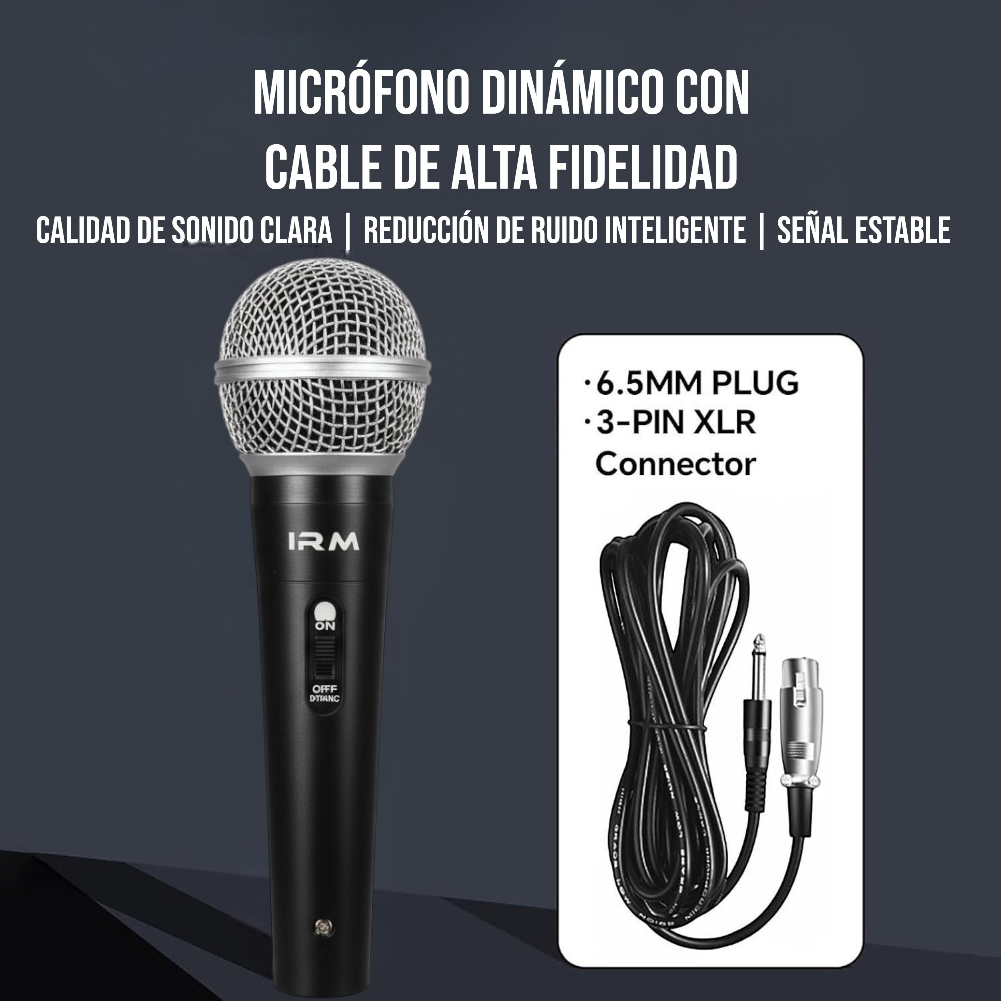 MICRÓFONO VOCAL PROFESIONAL DINÁMICO CARDIOIDE -3