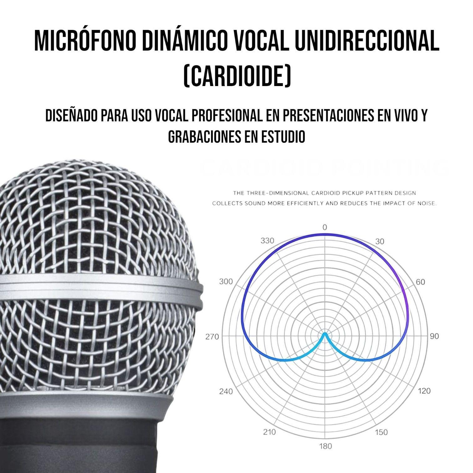 Micrófono Vocal Dinámico Profesional Irm 10628 Con Cable Xlr-4