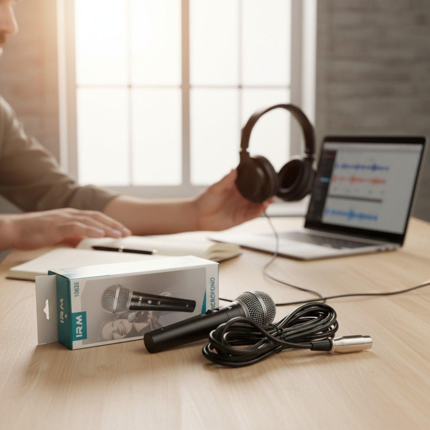 Micrófono Vocal Dinámico Profesional Irm 10628 Con Cable Xlr-8