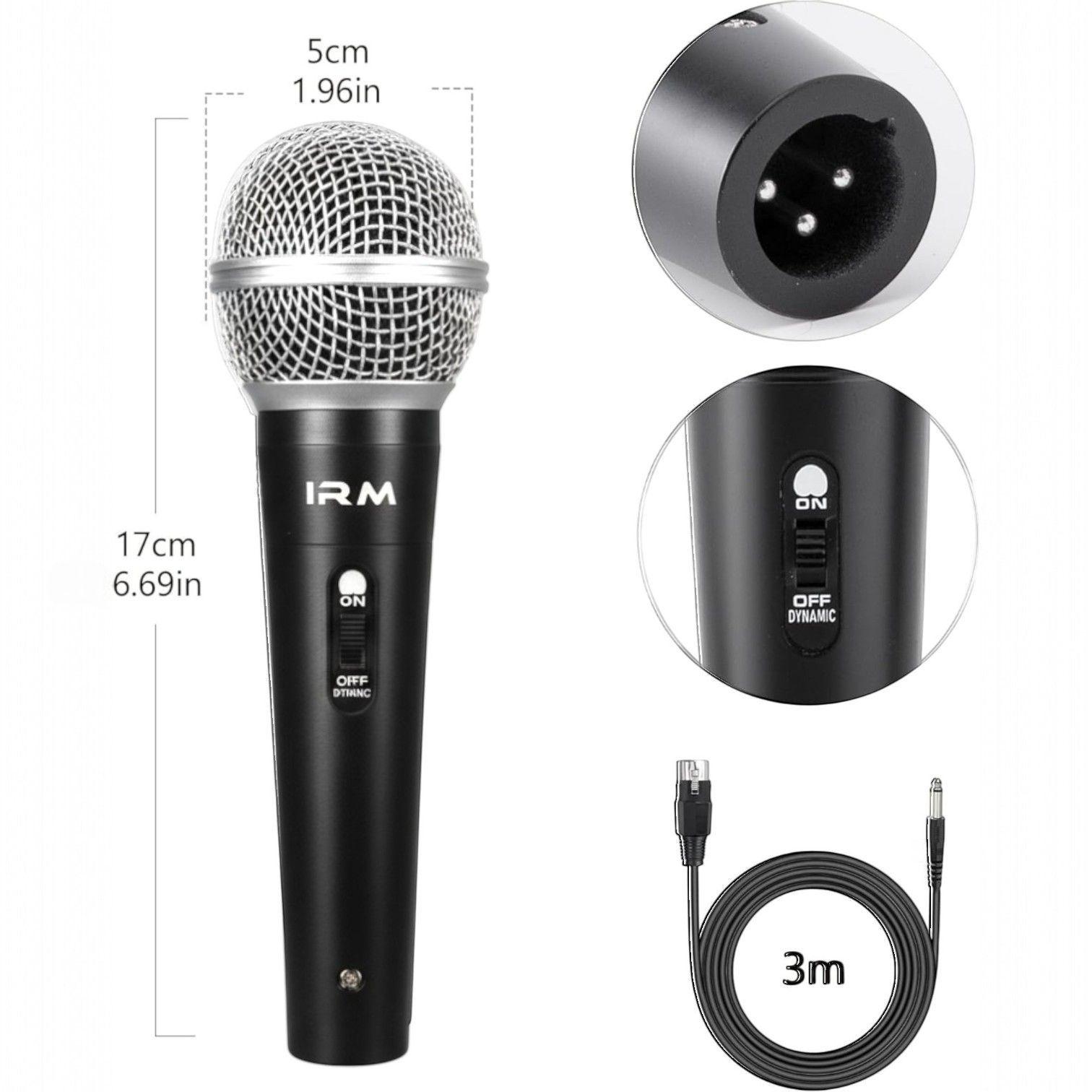 Micrófono Vocal Dinámico Profesional Irm 10628 Con Cable Xlr-9