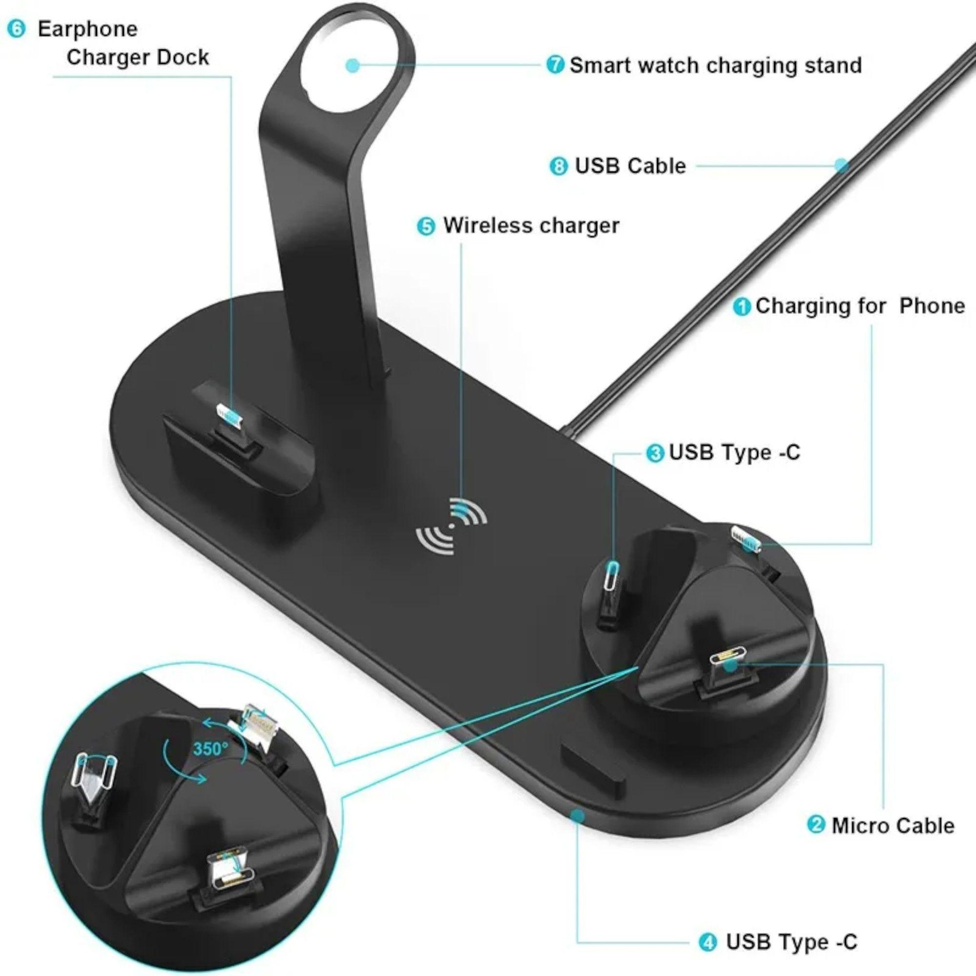 Cargador Carga Inalámbrica 6 En 1 Para iPhone Android-5