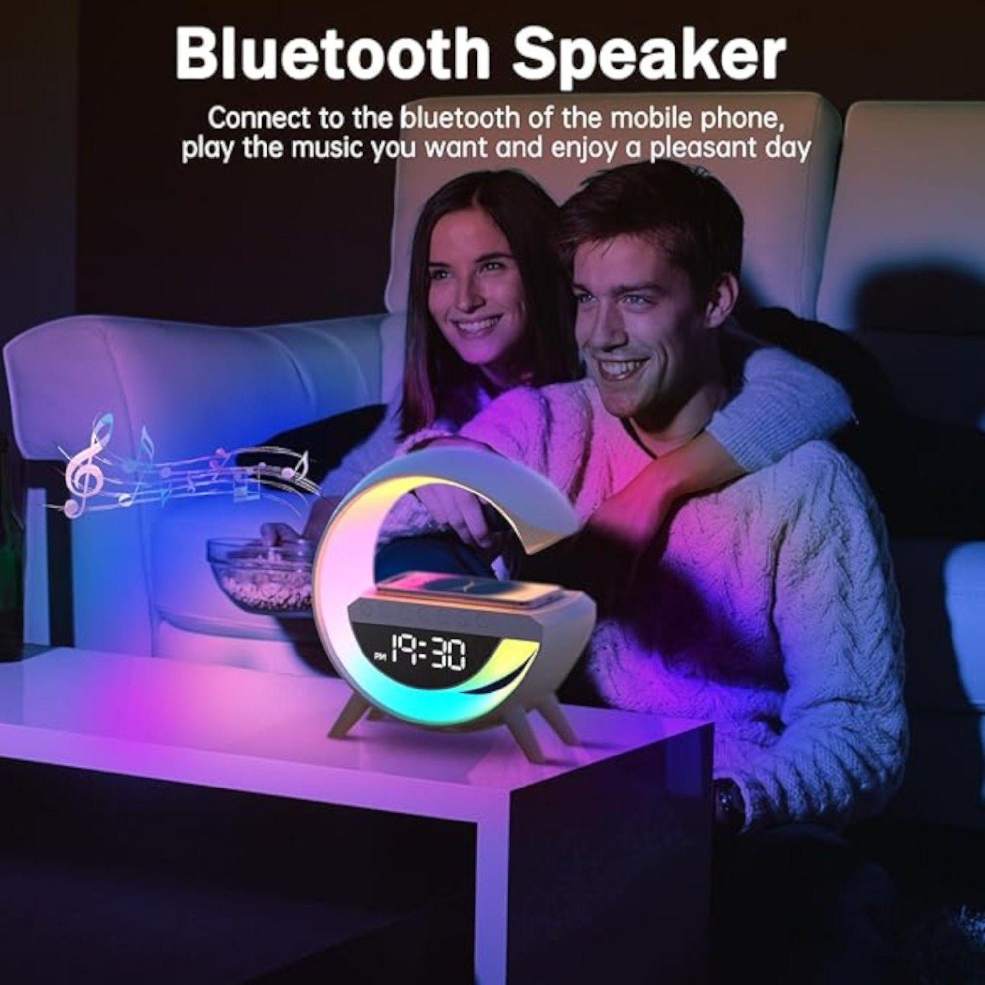 Lampara G Inteligente Luz Colores Cargador Reloj Altavoz bluetooth-3