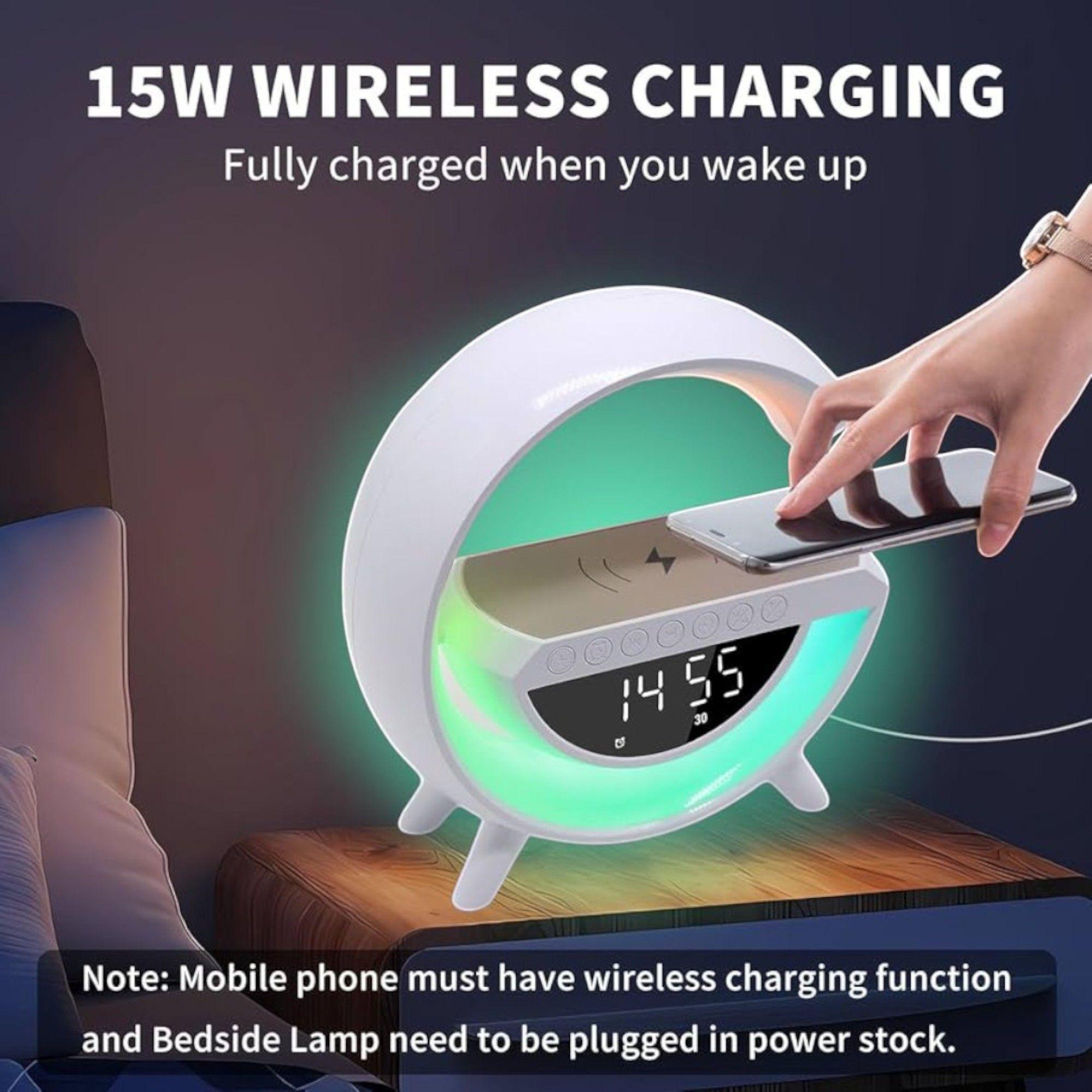 Lampara G Inteligente Luz Colores Cargador Reloj Altavoz bluetooth-5