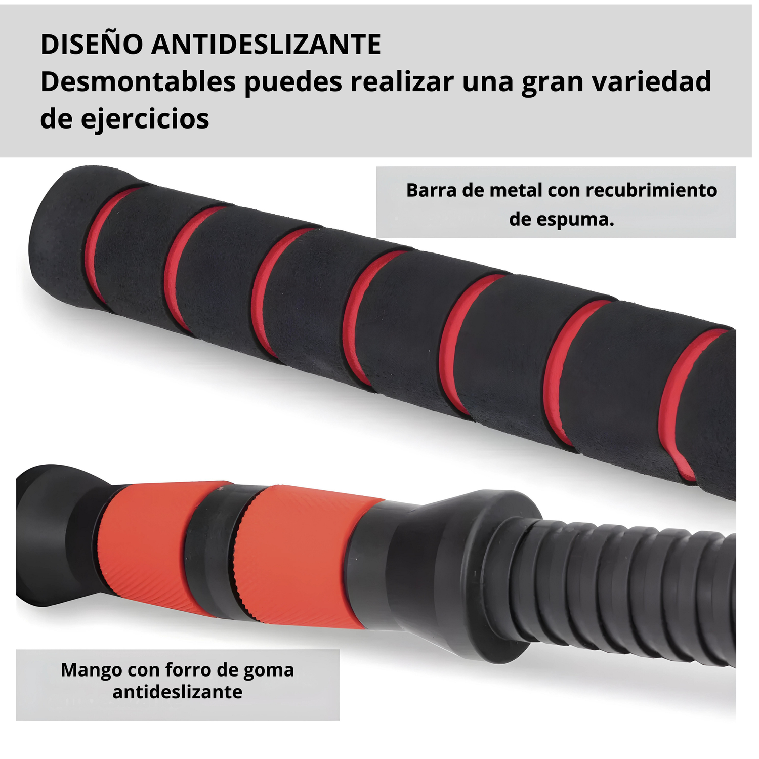 Mancuernas 40 Kg Barra Ajustables 3 En 1 Roja-5