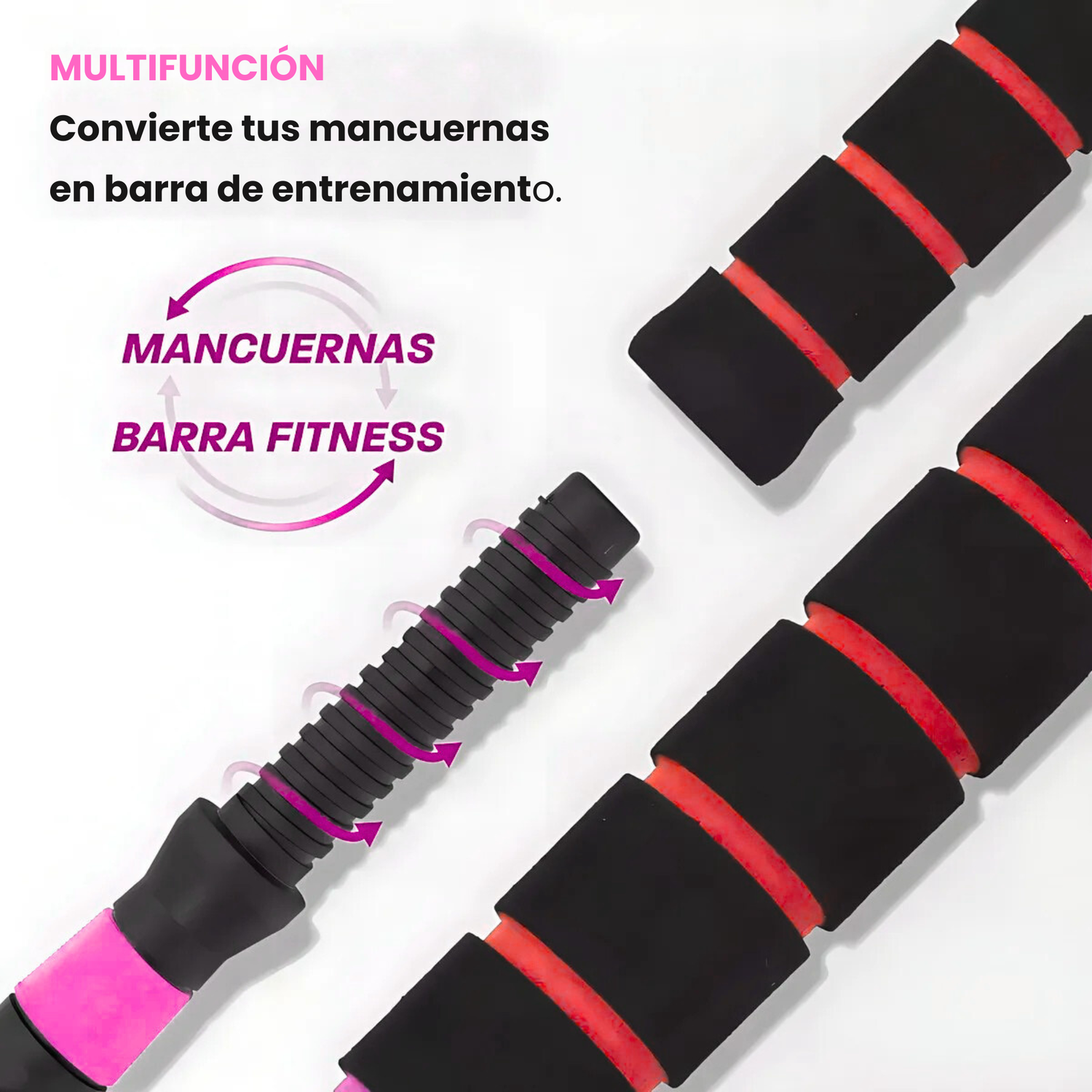 Set Mancuernas 20 kg 5 en 1 Barra Z Extensor Rosa-3