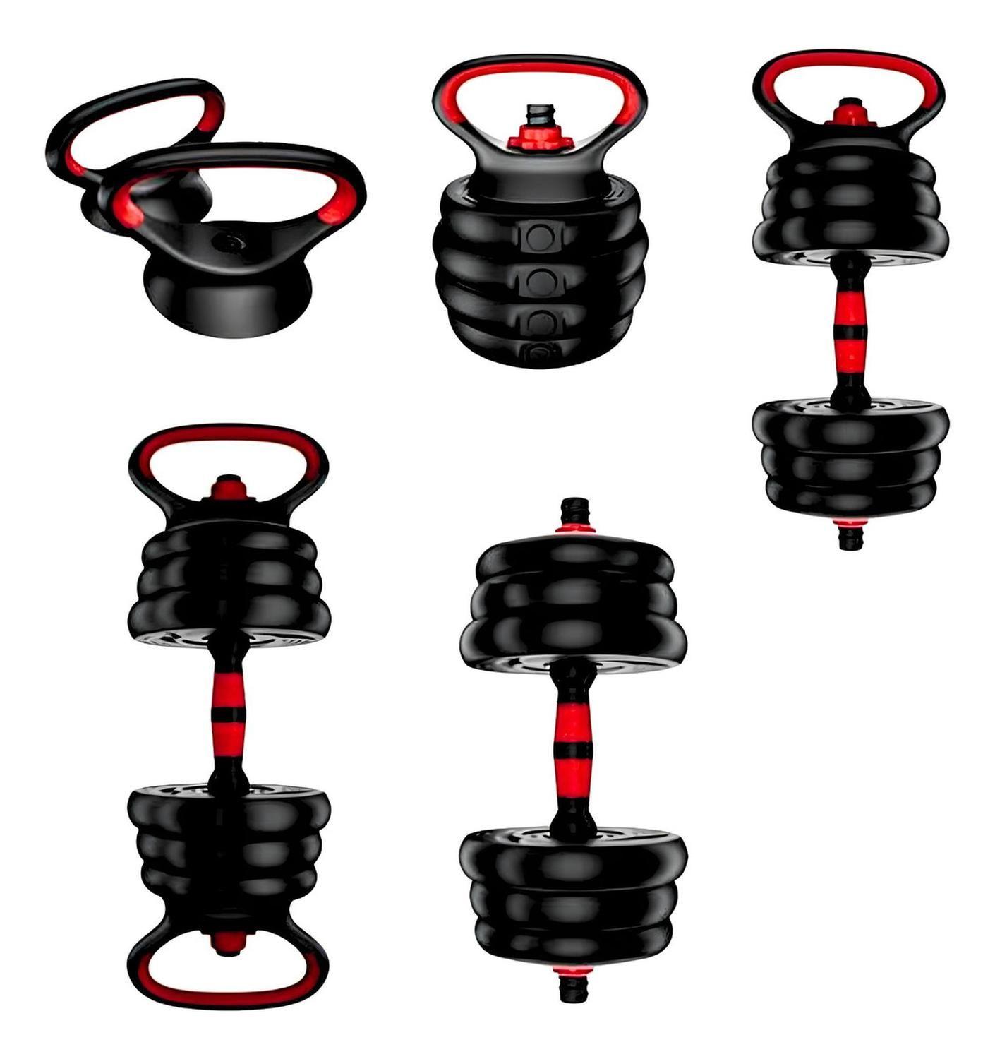 Set Mancuernas Barra Ajustables 20 Kg 3 En 1 rojo-4