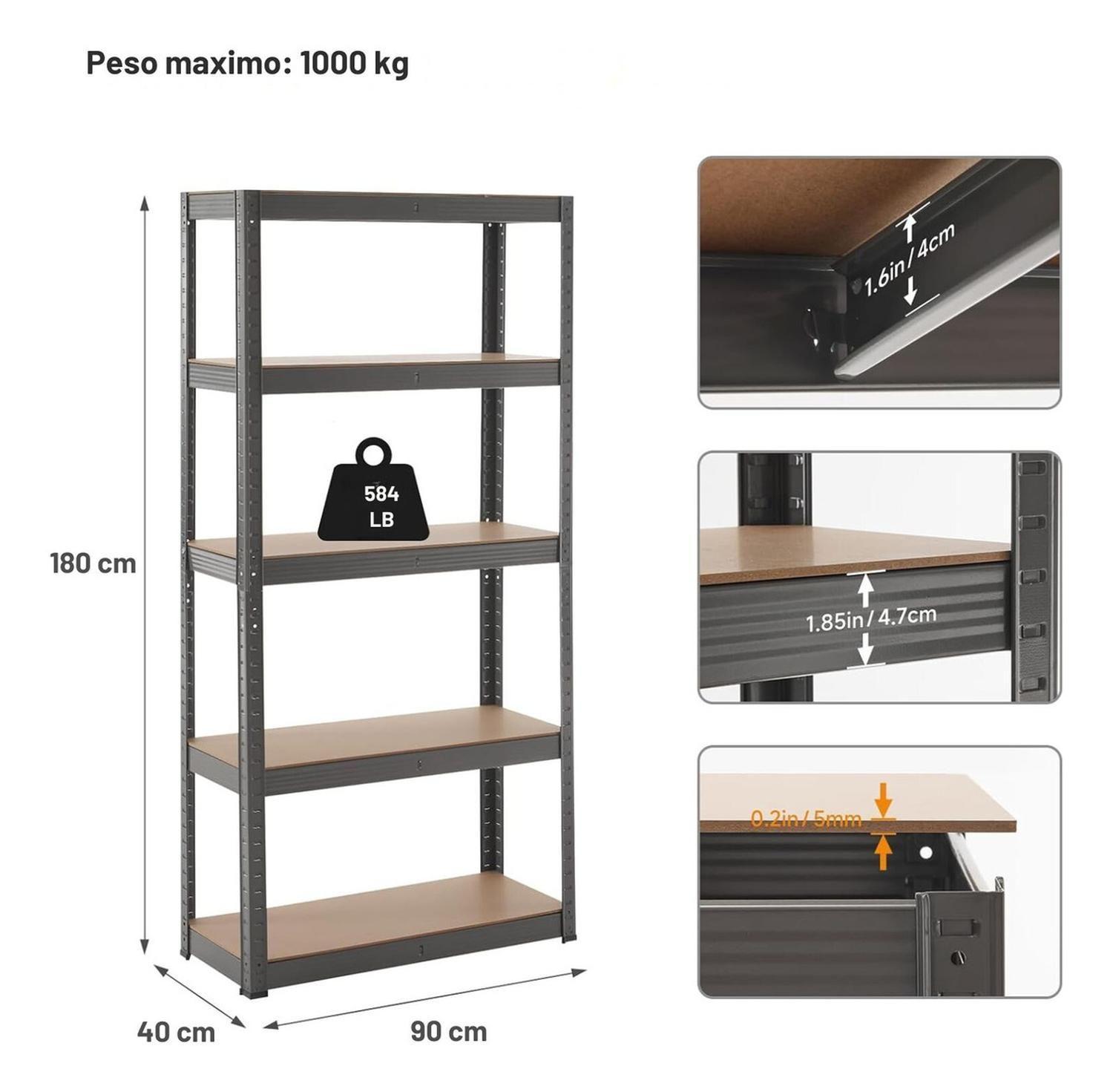 Estante Metálico Armable 180x90x40 Armado Facil Sin Pernos-2