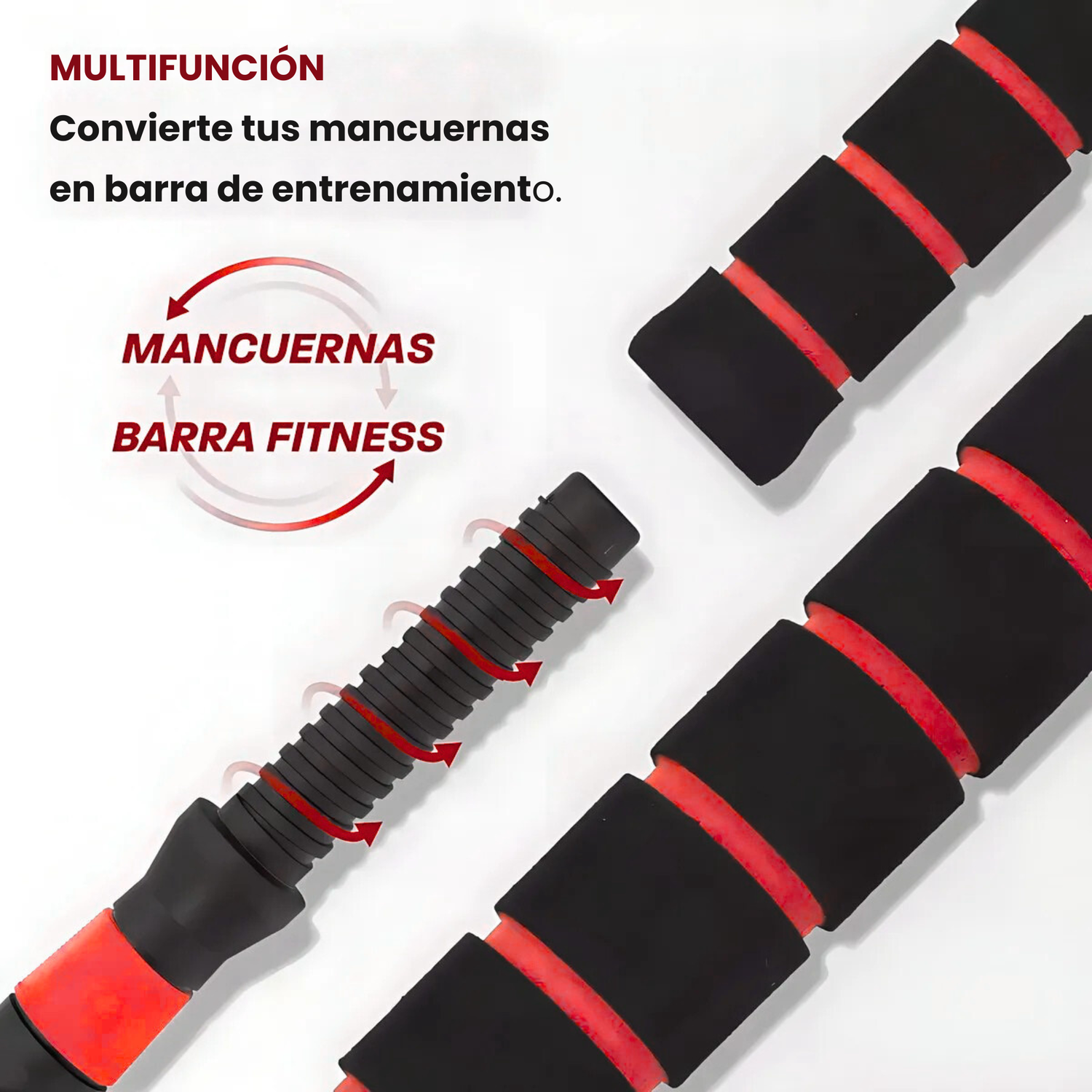 Set Mancuernas 20 kg 5 en 1 Barra Z Extensor Rojo-3