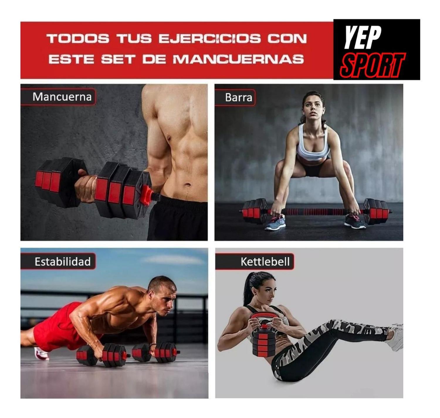 Set Mancuernas Barra Rusa Ajustables 20 Kg 3 En 1-2