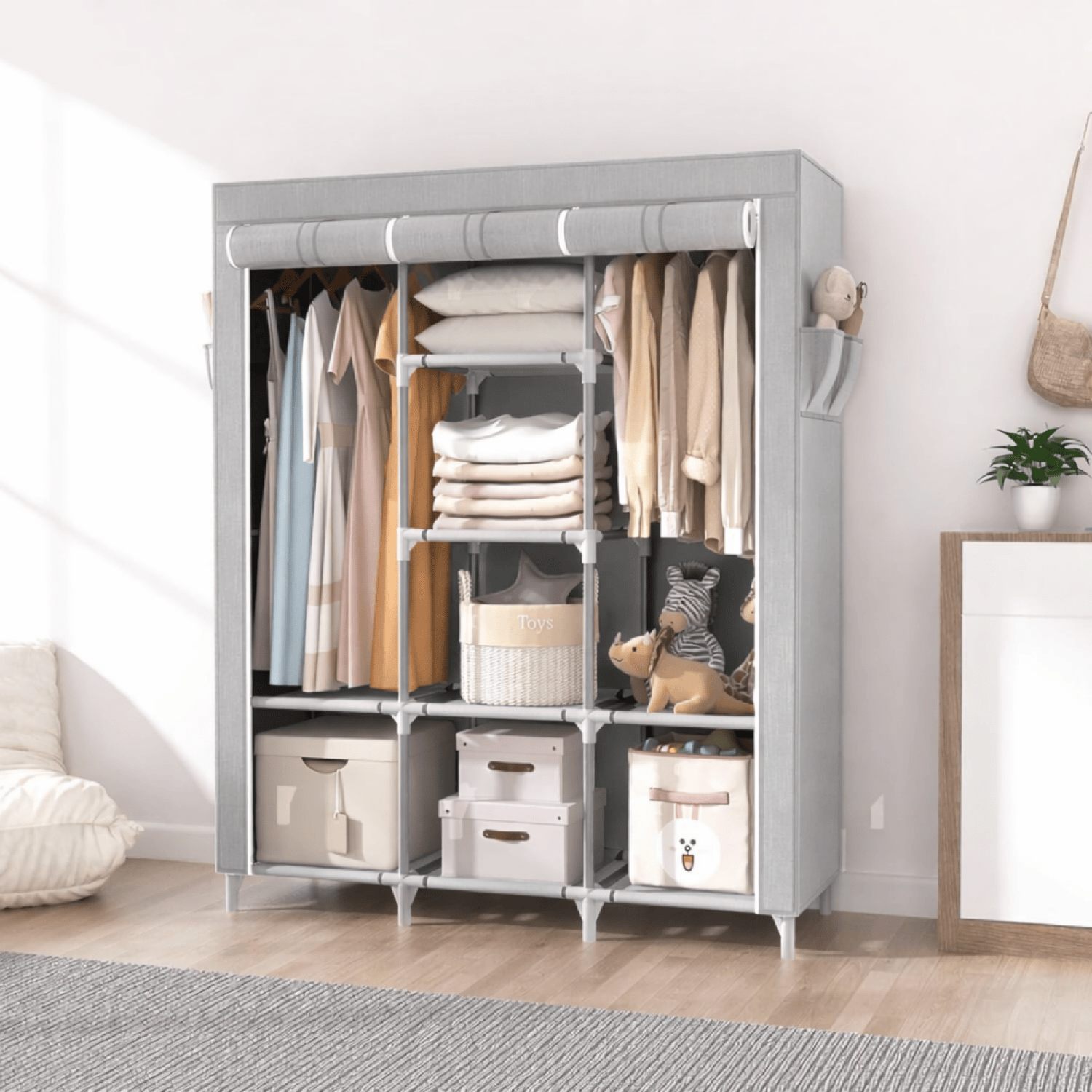 Armario Closet Ropero Armable Grande Gris-2