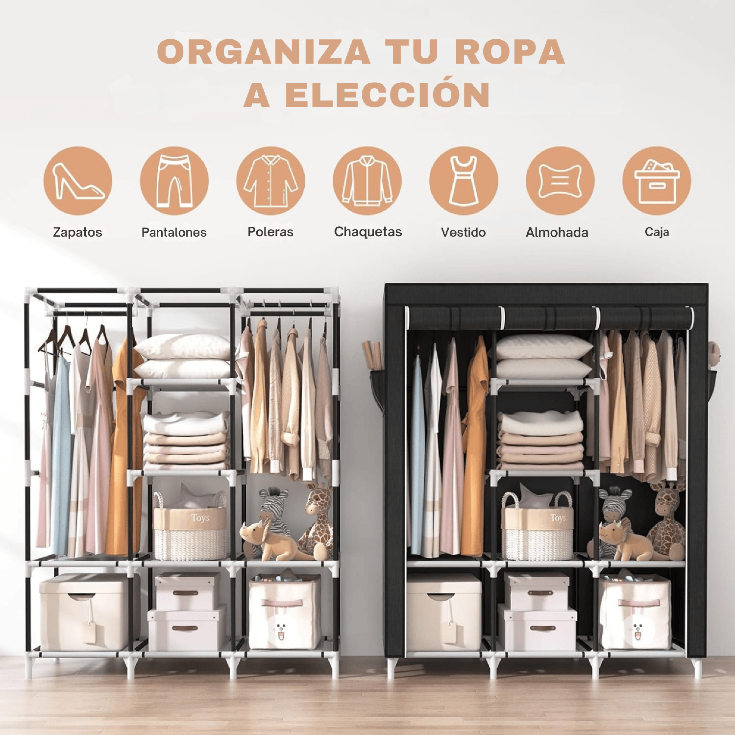 Armario Closet Ropero Armable Grande Gris-3
