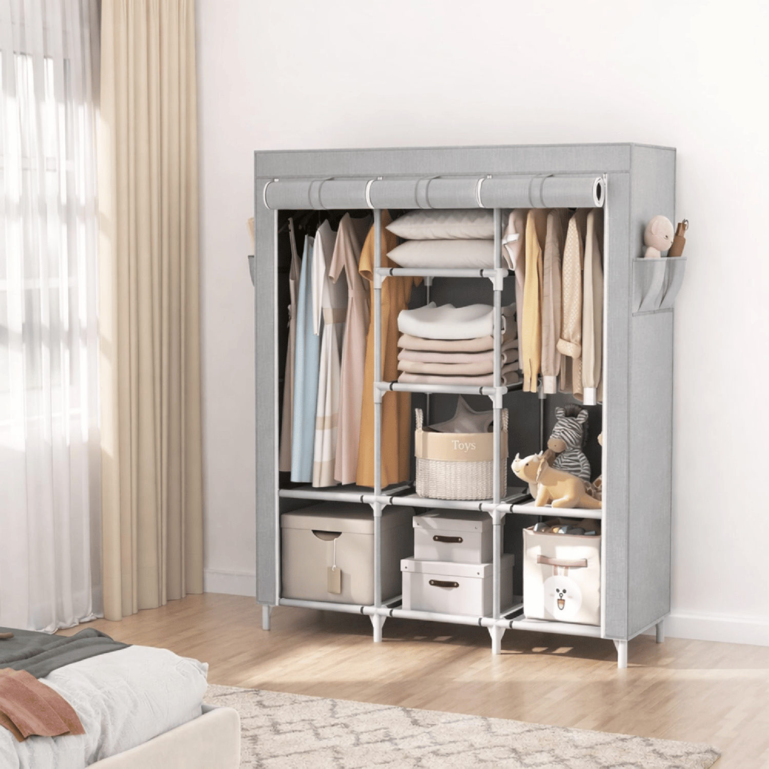 Armario Closet Ropero Armable Grande Gris-6