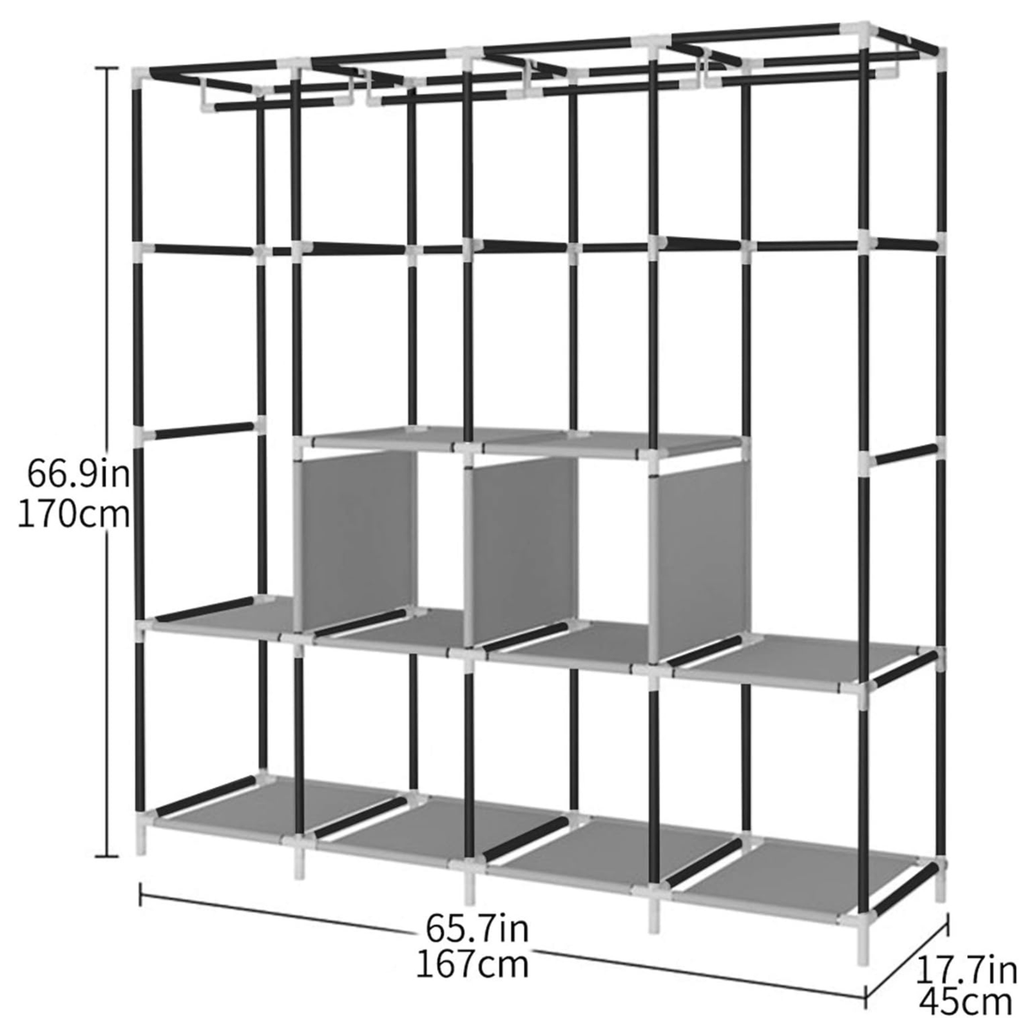 Armario Closet Ropero Armable Organizador Colgador XL Gris-3