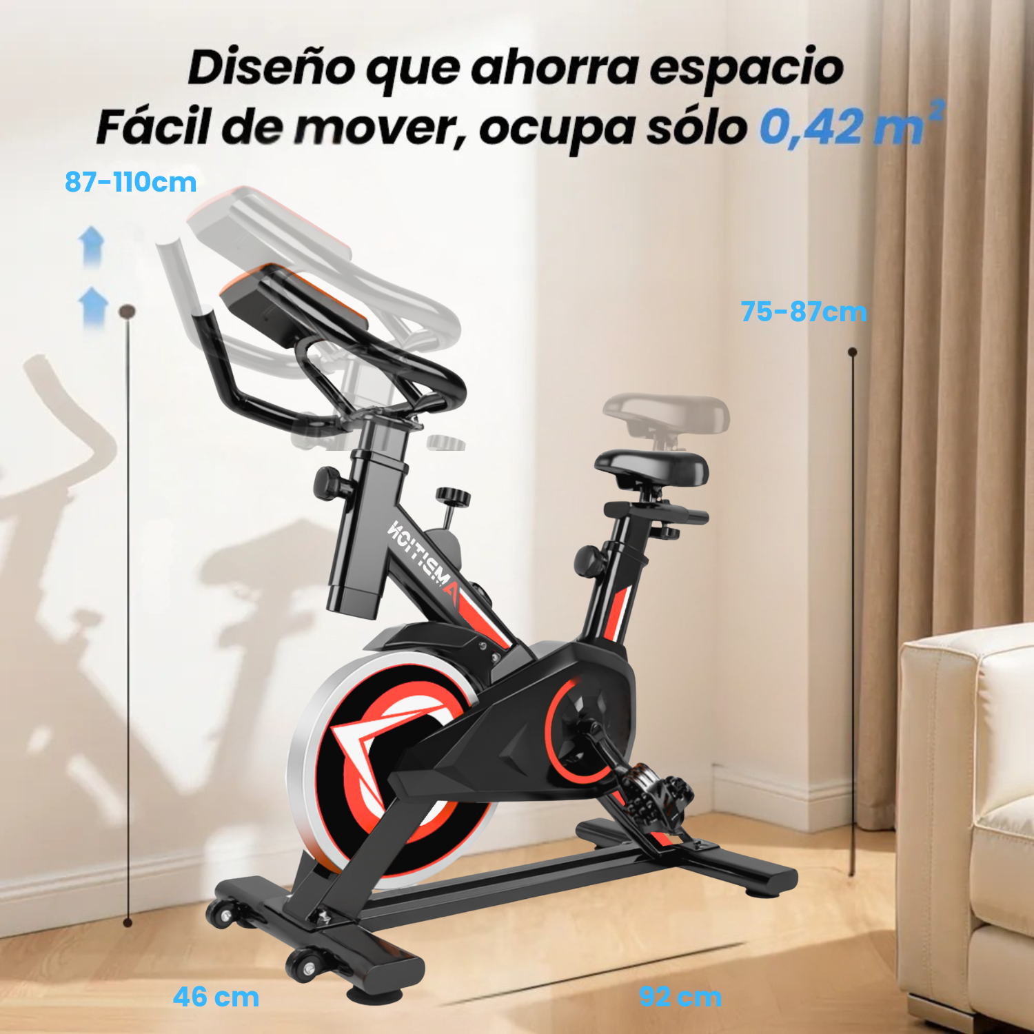 Bicicleta Spinning 6kg Resistencia Ambition Red-2