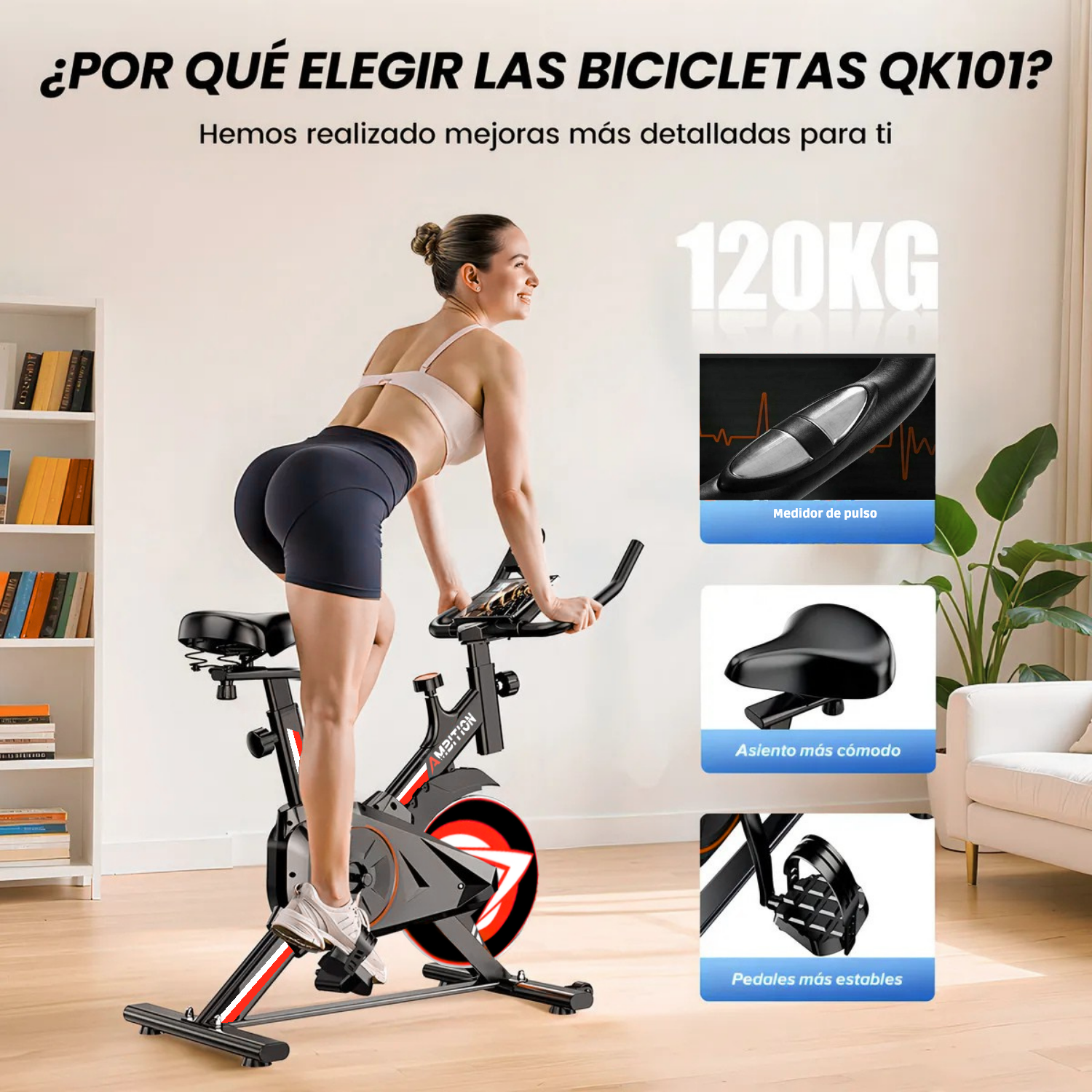 Bicicleta Spinning 6kg Resistencia Ambition Red-6