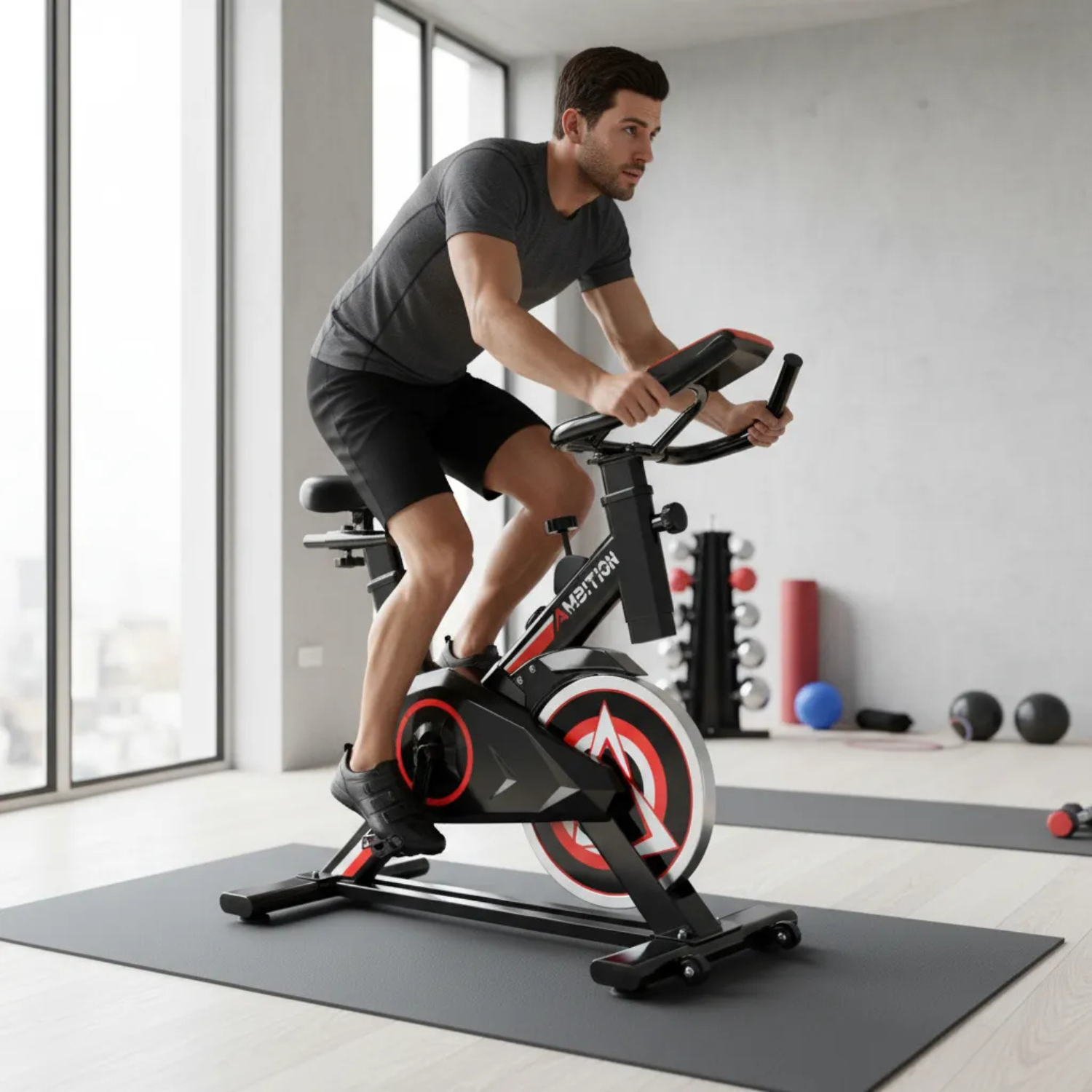 Bicicleta Spinning 6kg Resistencia Ambition Red-9