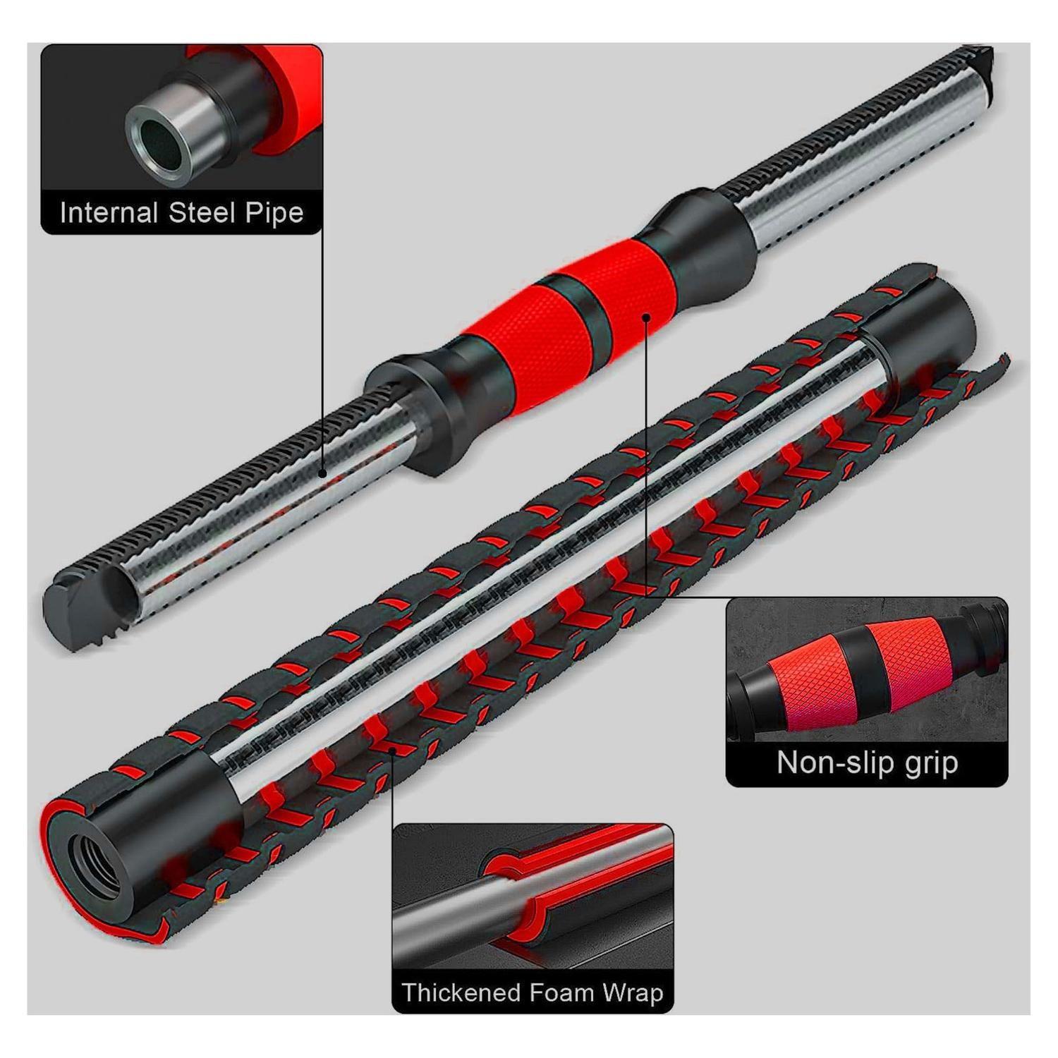 Set Mancuernas Barra Rusa Ajustables 30 Kg 4 En 1 Negro-3