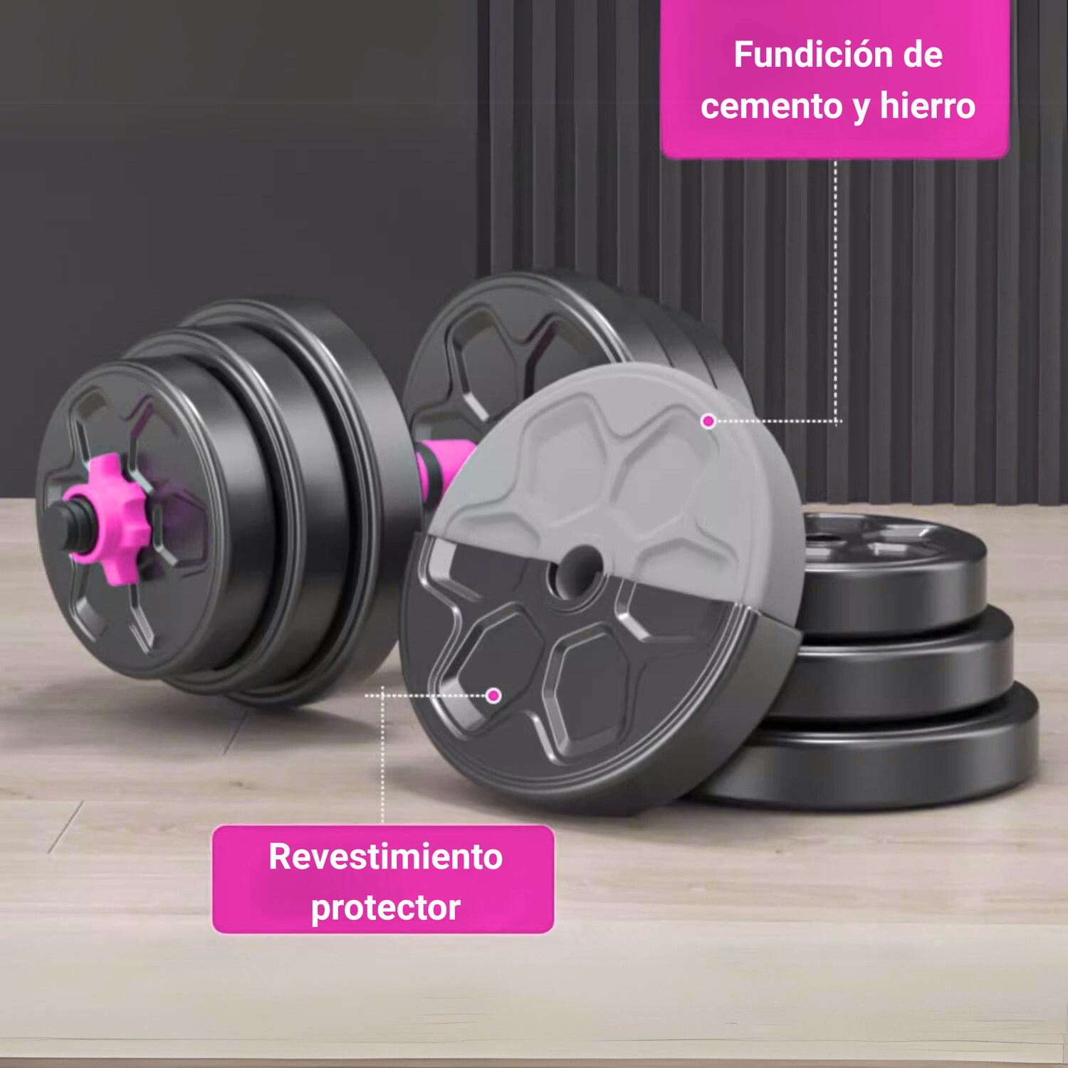 Mancuernas 40 Kg Barra Ajustables 3 En 1-3