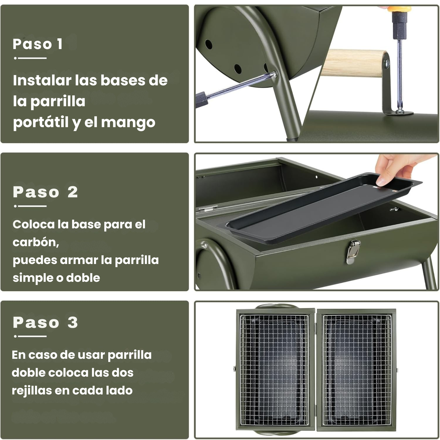 Parrilla Ahumador Doble Portatil Carbon Camping-5