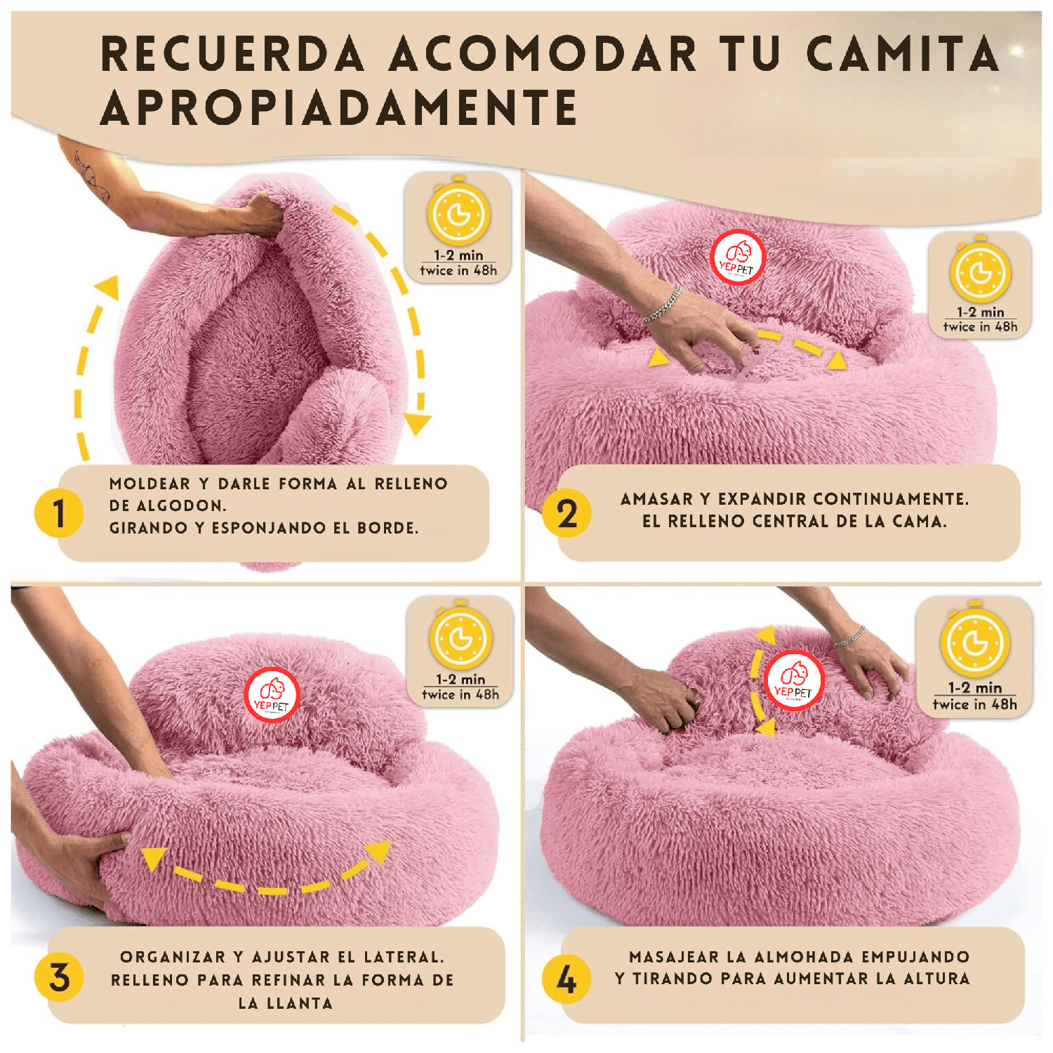 Cama Mascota Grande Yep Perro XL Antiestrés Y Ronquido-4