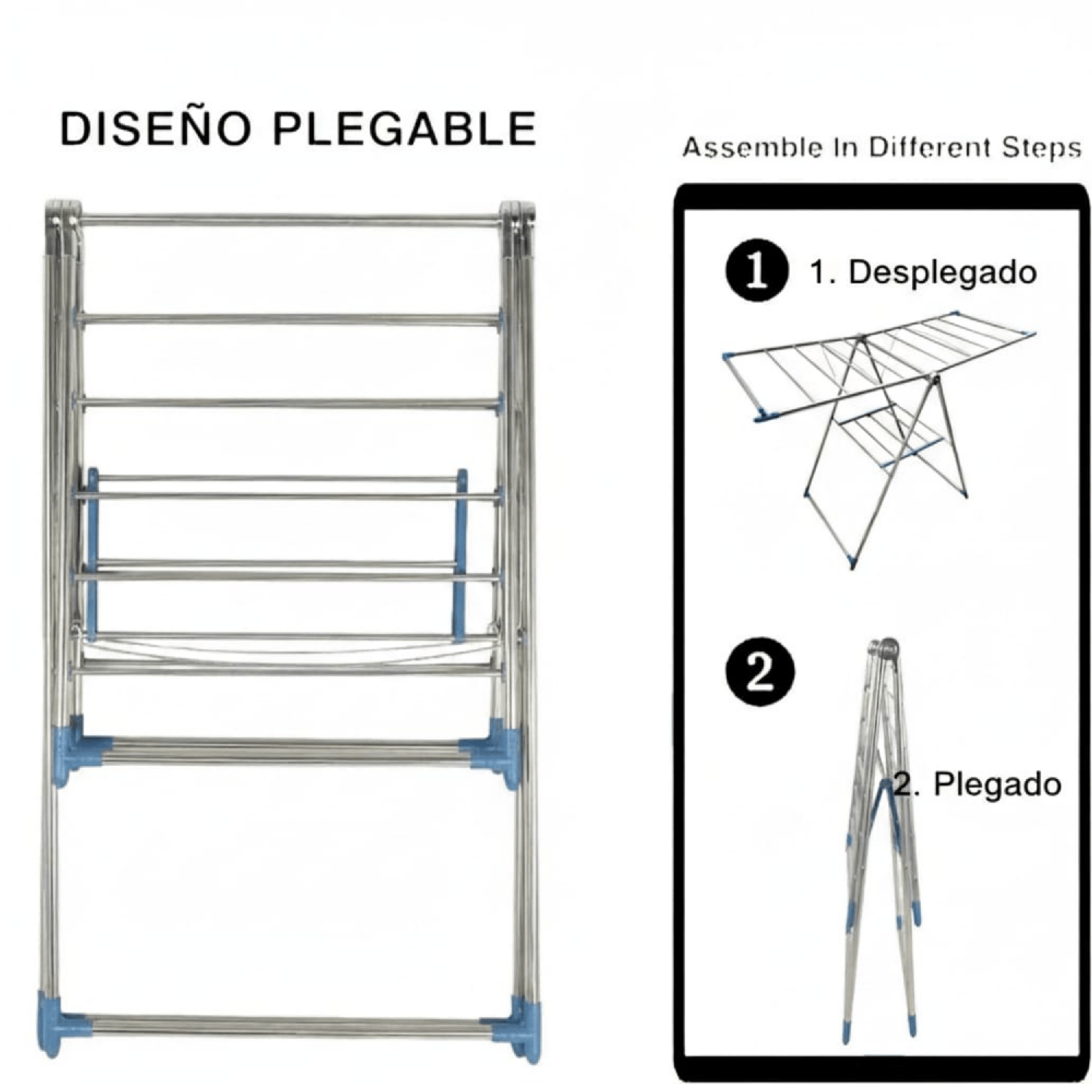 Tendedero Colgador Ropa Metal inoxidable 1.4m-1