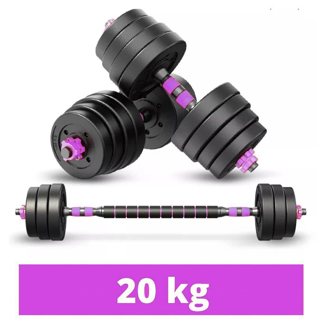 Set Mancuernas 20 Kg Barra Ajustables Pink-1