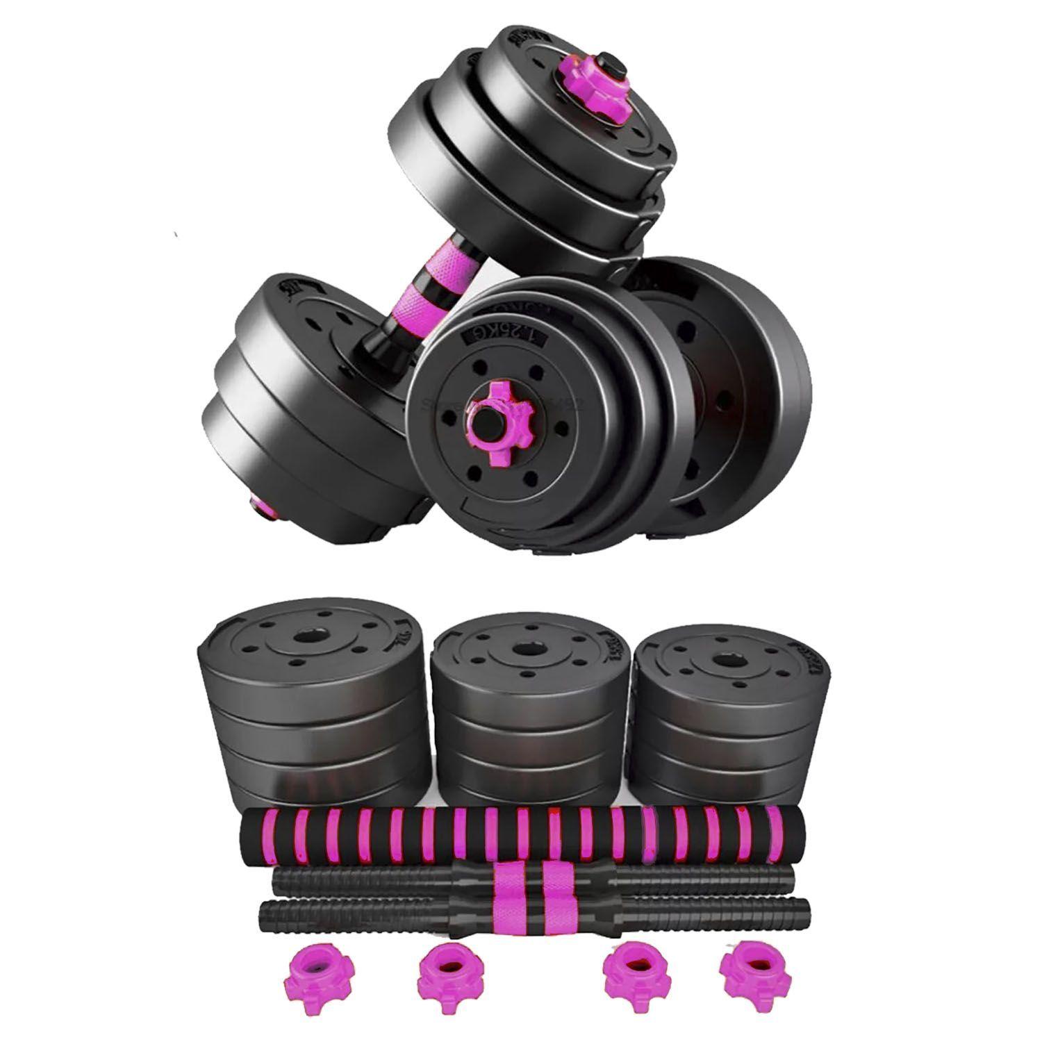 Set Mancuernas 20 Kg Barra Ajustables Pink-0