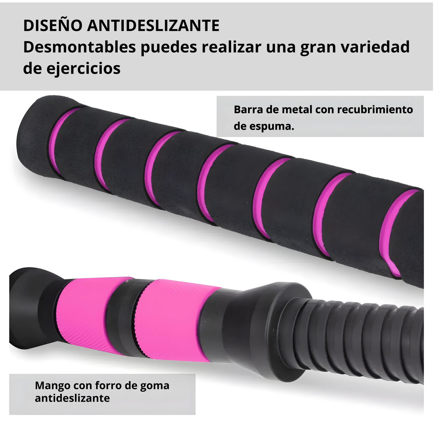 Set Mancuernas Barra Ajustables 30 Kg 3 En 1 Rosa-5