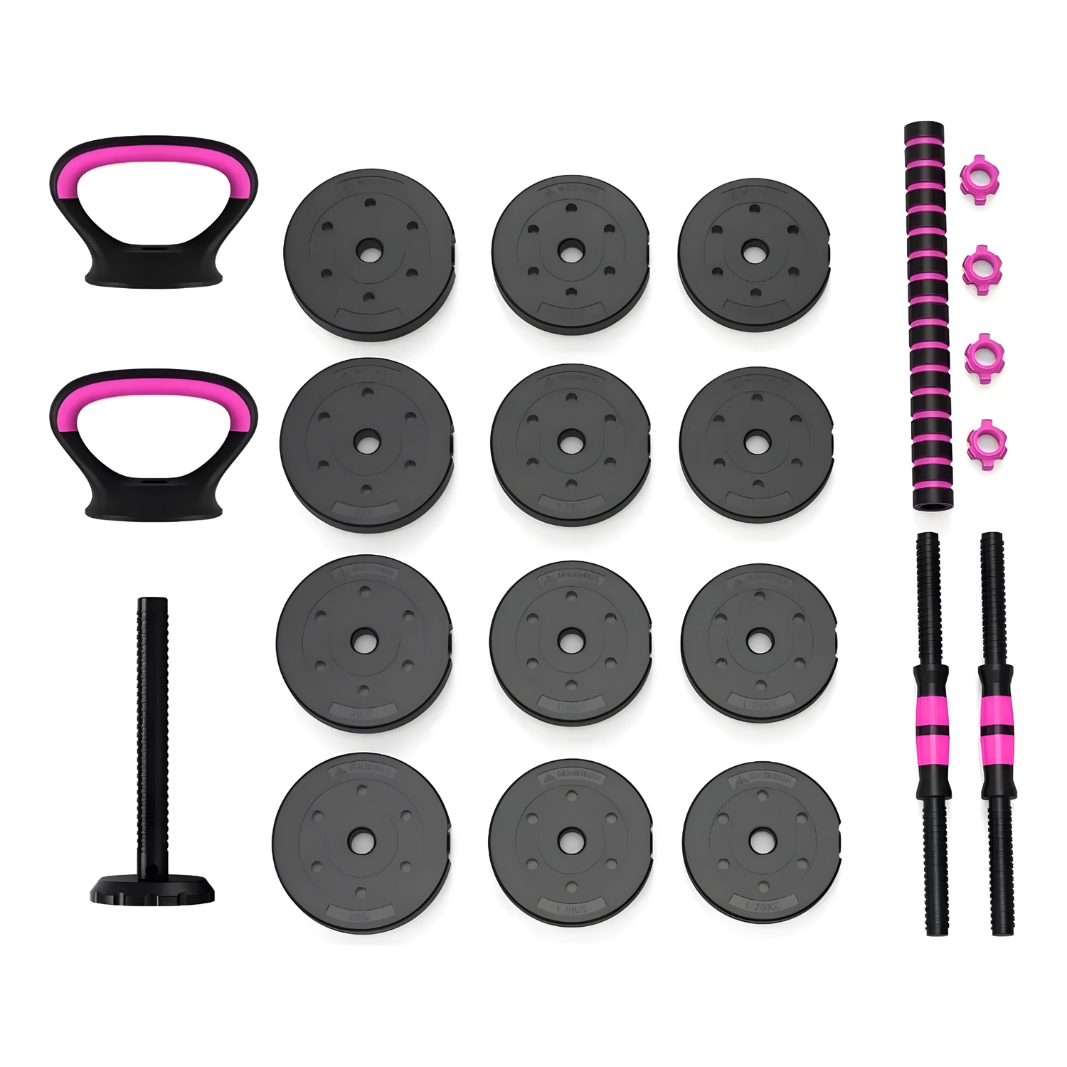 Set Mancuernas Barra Rusa Ajustables 20 Kg 4 En 1 Rosa-5