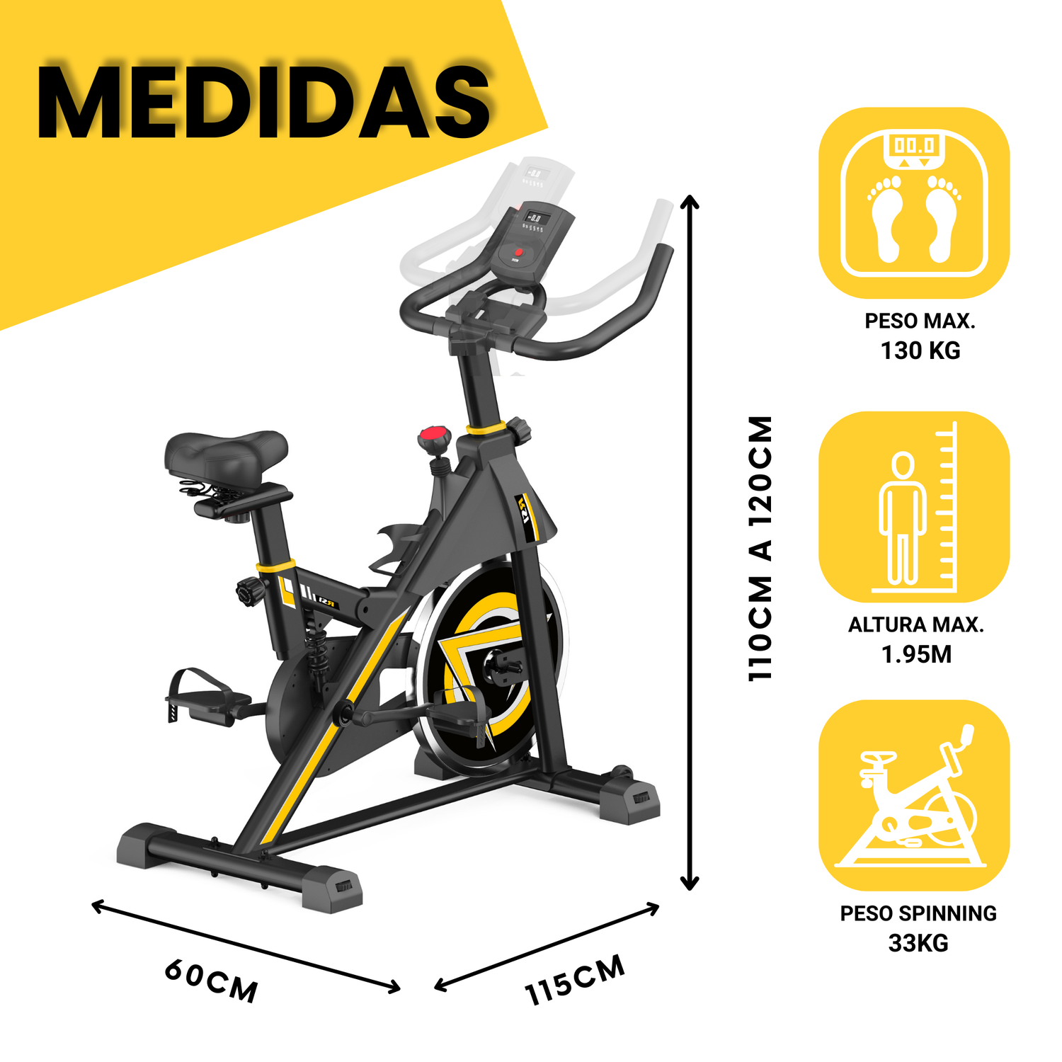 Bicicleta Spinning Anti shock Pro 14 KG Disco 1016-4-4