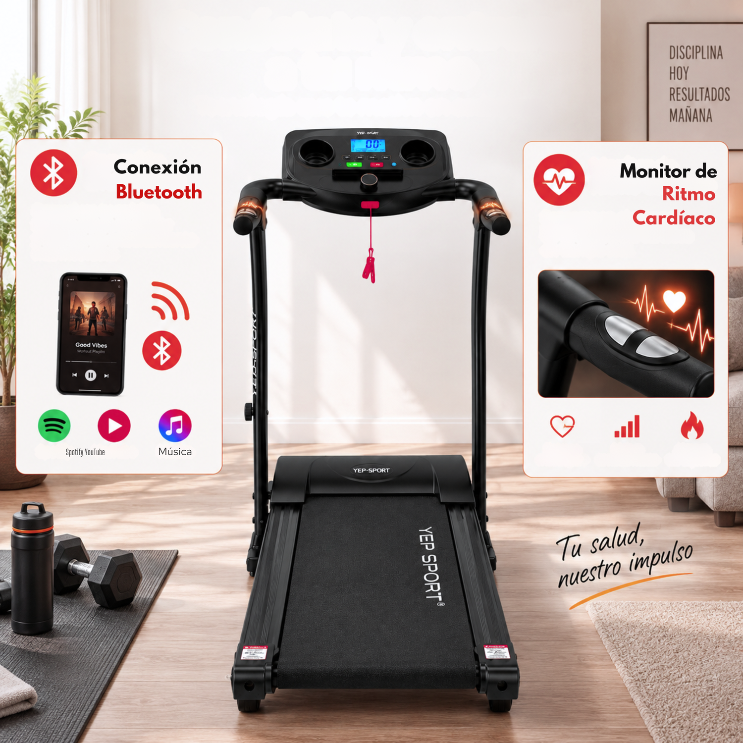 Trotadora Eléctrica Yep Sport 12 Km/h Bluetooth + Pulso-6
