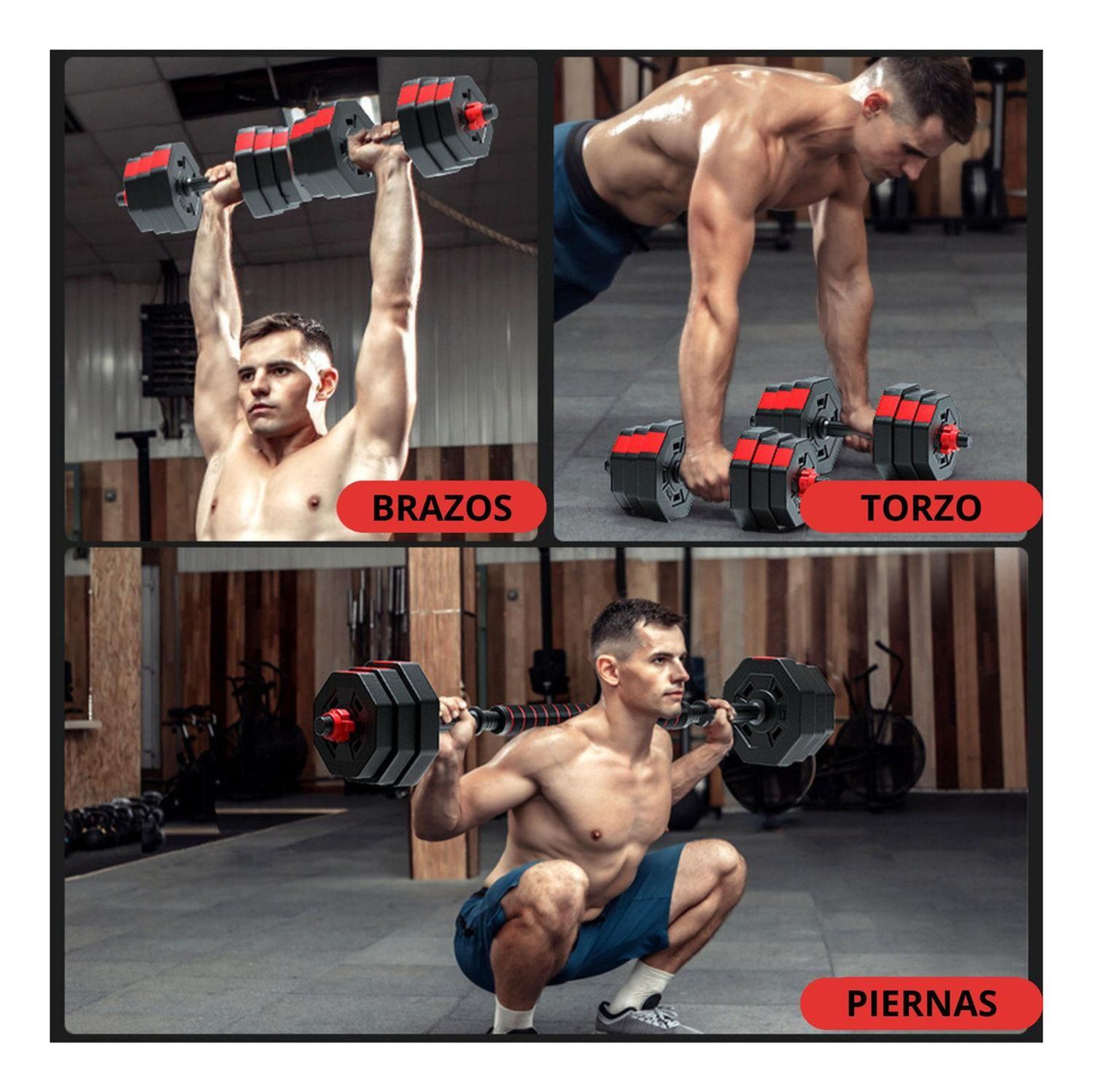 Set Mancuernas Barra Ajustables 20 Kg-4