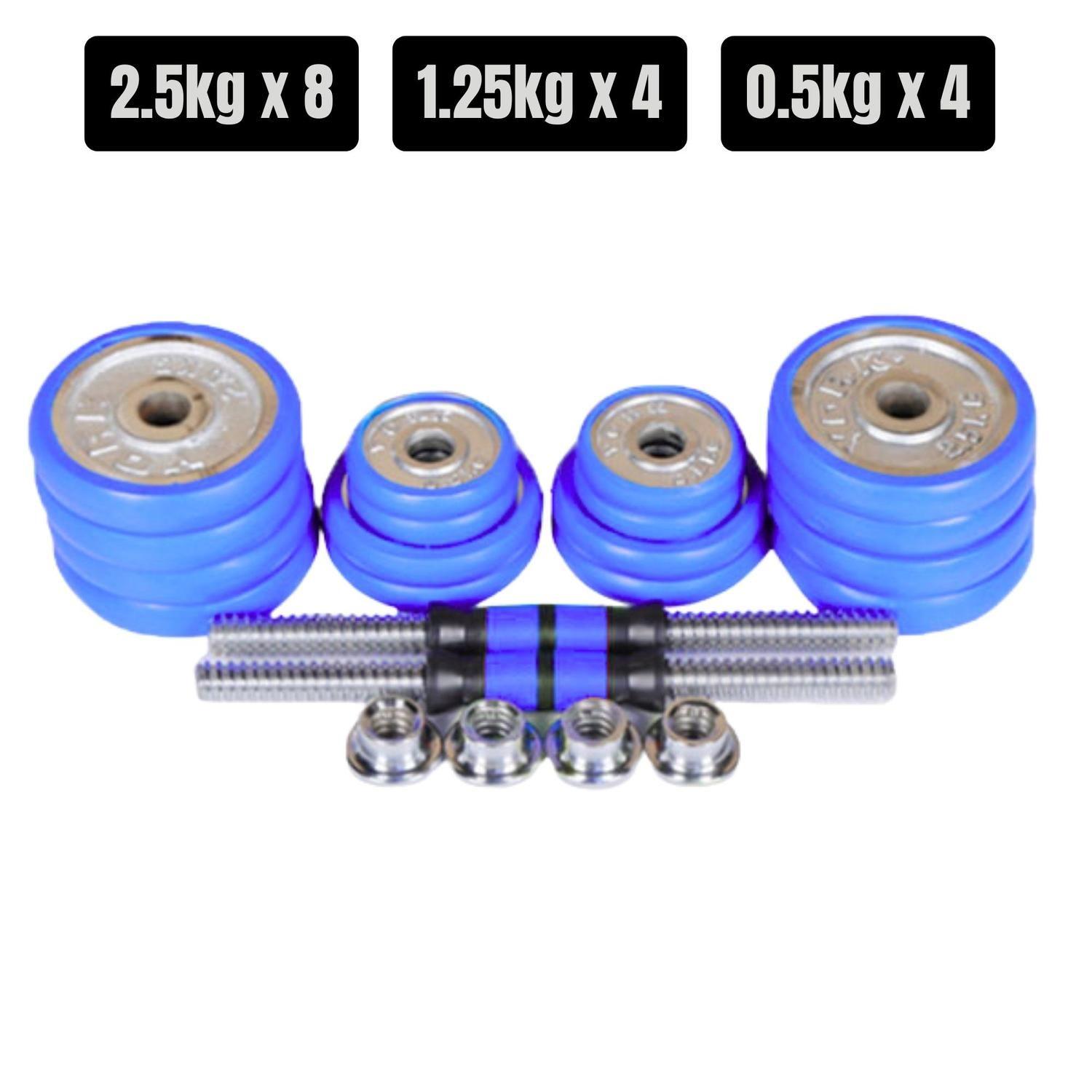 Set Mancuernas De Metal Cromadas 30 Kg Con Barra-3