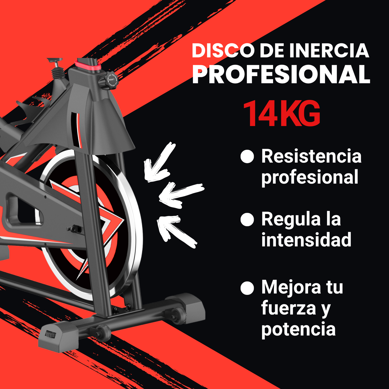 Bicicleta Spinning Anti shock Pro 14 KG Disco 1016-4Red-2