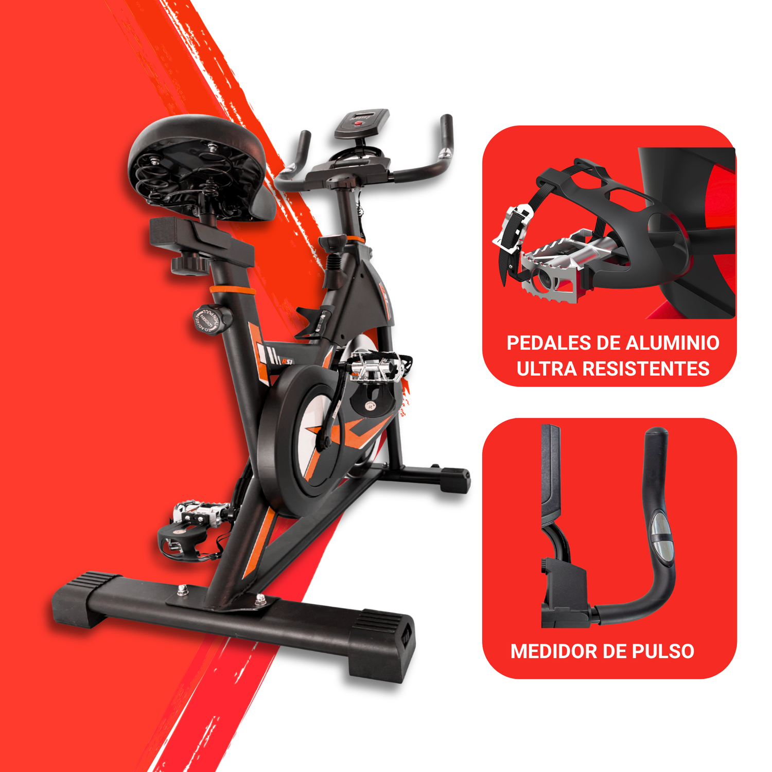 Bicicleta Spinning Anti shock Pro 14 KG Disco 1016-4Red-5