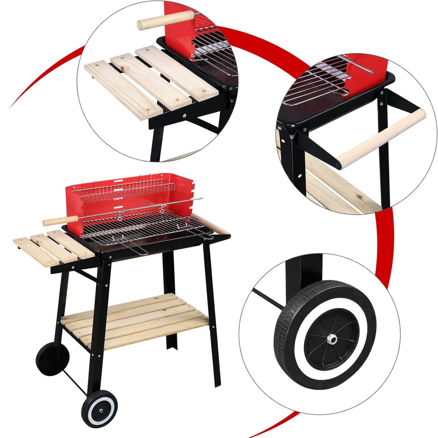 Parrilla De Asado Con Ruedas Y Bandeja-2